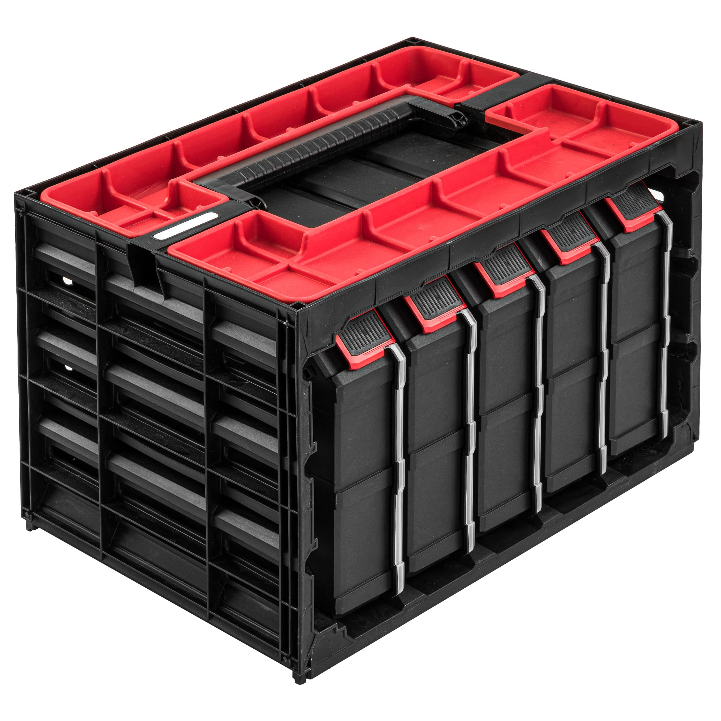 botle Organizador para tornillos, contenedor de taller, 29 x 41,5 x 29,5 cm, universal, maletín, armario de herramientas, caja organizadora, caja clasificadora, garaje