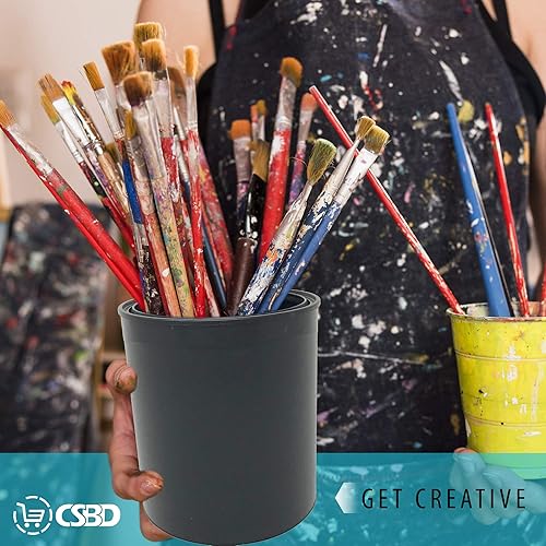 Miniatura 6 de CSBD Bote de pintura vacía con tapa de plástico, tamaños de galón y cuarto de galón, almacenamiento multiusos sin forro para artes y manualidades,