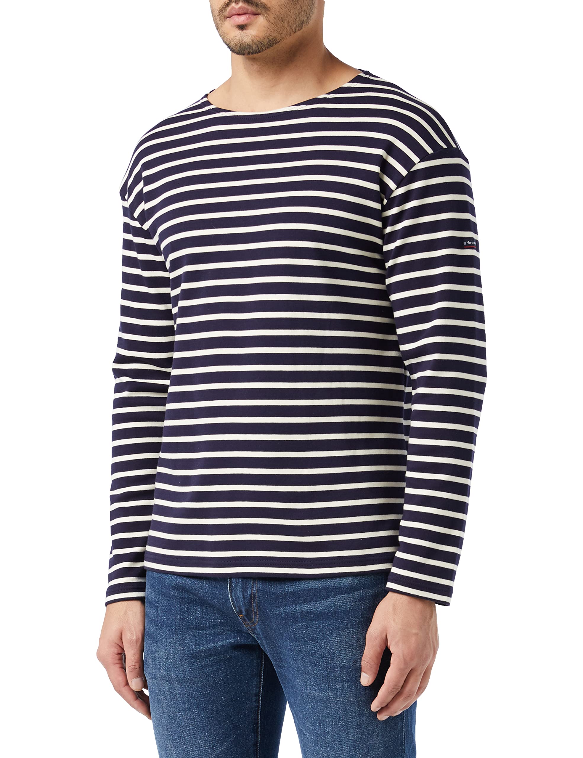 Armor-Lux Men's Multicoloured (429 Navire/Nature) Armor Lux Marinière Loctudy Long Sleeve T - Shirt, (Manufacturer : 4) Large