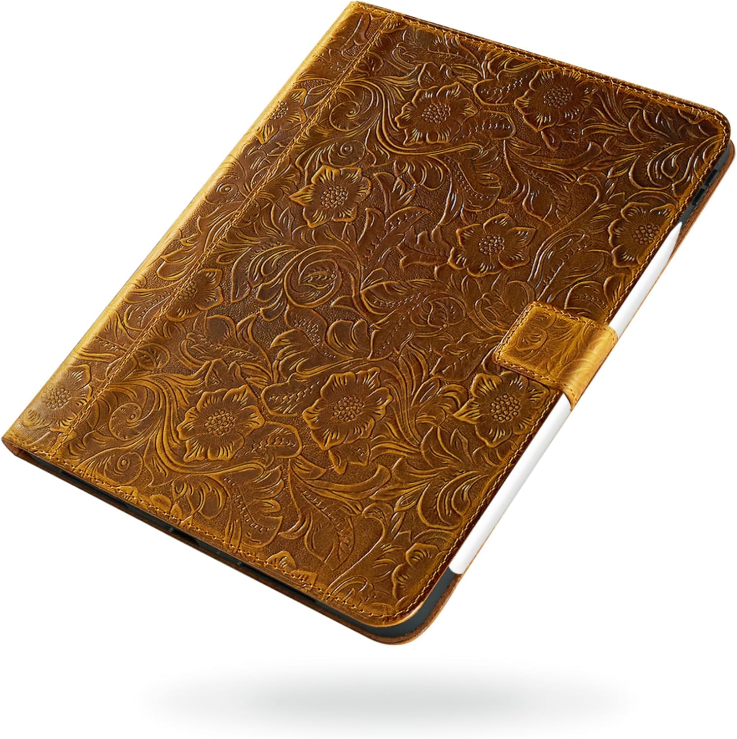 Gexmil Leather Case for iPad Air 11 Inch M4/M3/M2 (2026/2025/2024),iPad Air 10.9 Inch 5th/4th Generation 2022/2020, Magnetic Buckle,Auto Sleep/Wake,Folio Cover, Adjustable Stand, Flower Brown