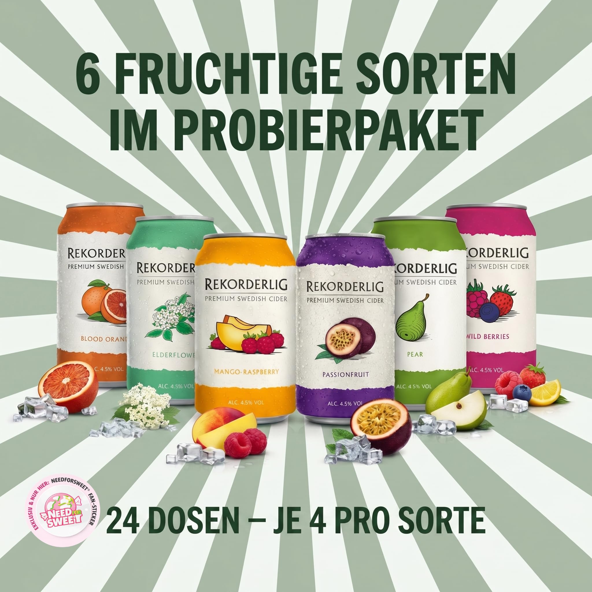 Rekorderlig Mango Raspberry Cider 24 x 0,33 l Dosen Vorratspack – Schwedischer Premium Fruit Cider 4,5% Vol.