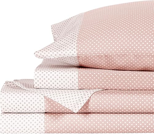 Anne Klein Westhill Dot - Juego de sábanas de satén 100 % algodón, con sábana encimera, sábana bajera, fundas de almohada, tamaño matrimonial, color