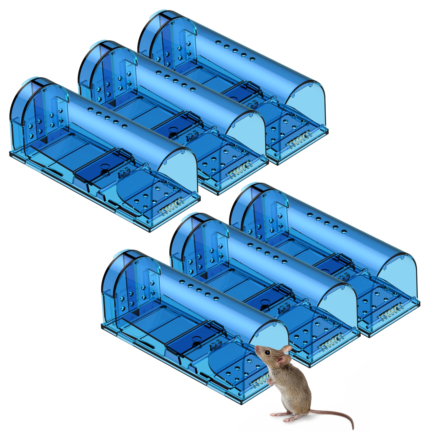 Photo 1 of Blinc [6-Pack] Humane Mouse Trap - Catch and Release No-Kill Rodent Traps for Indoors & Outdoors - Safe for Children & Pets - Reusable Mouse Catcher for Kitchen, Pantry & Garage (Transparent Blue)