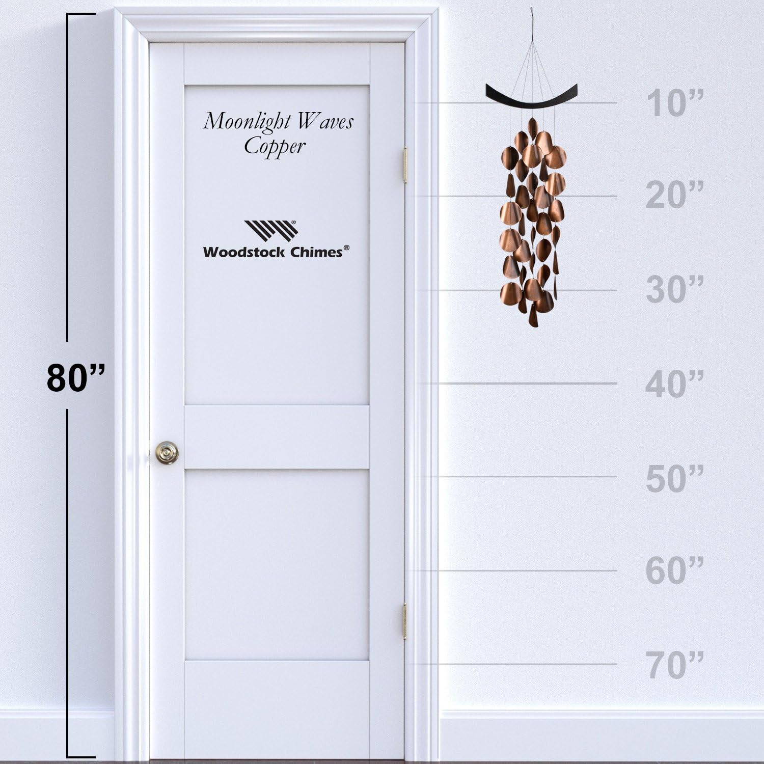 Woodstock Chimes Signature Collection, Moonlight Waves, 34'' Copper Decor Designs - Coastal Gifts Wind Chimes for Outdoor, Patio, Home or Garden Décor (MW)