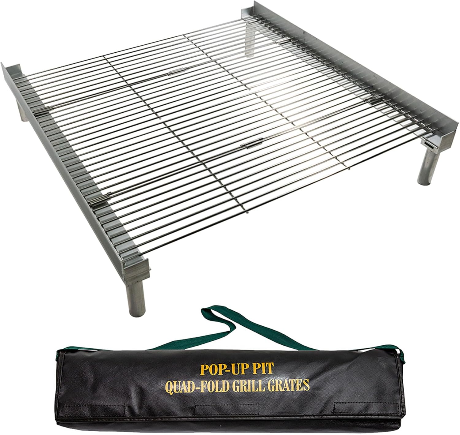 Fireside Outdoor Pop-Up Fire Pit Grill Grates - Folding Campfire Grill Grate Over Fire Pit Grate, Portable BBQ Grills, Camping Cooking, Camping Essentials, Outdoor Cooking - Quad-Fold Grates Quad - Fold