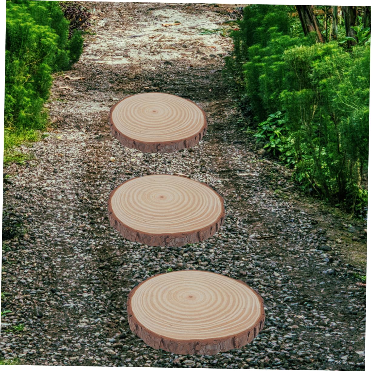 SUPVOX 2 Piezas de Piedras Decorativas para Jardín de Madera Beige Superficie Delicada, Adoquines Portátiles Ideales para Decoración Exterior y Paisajismo