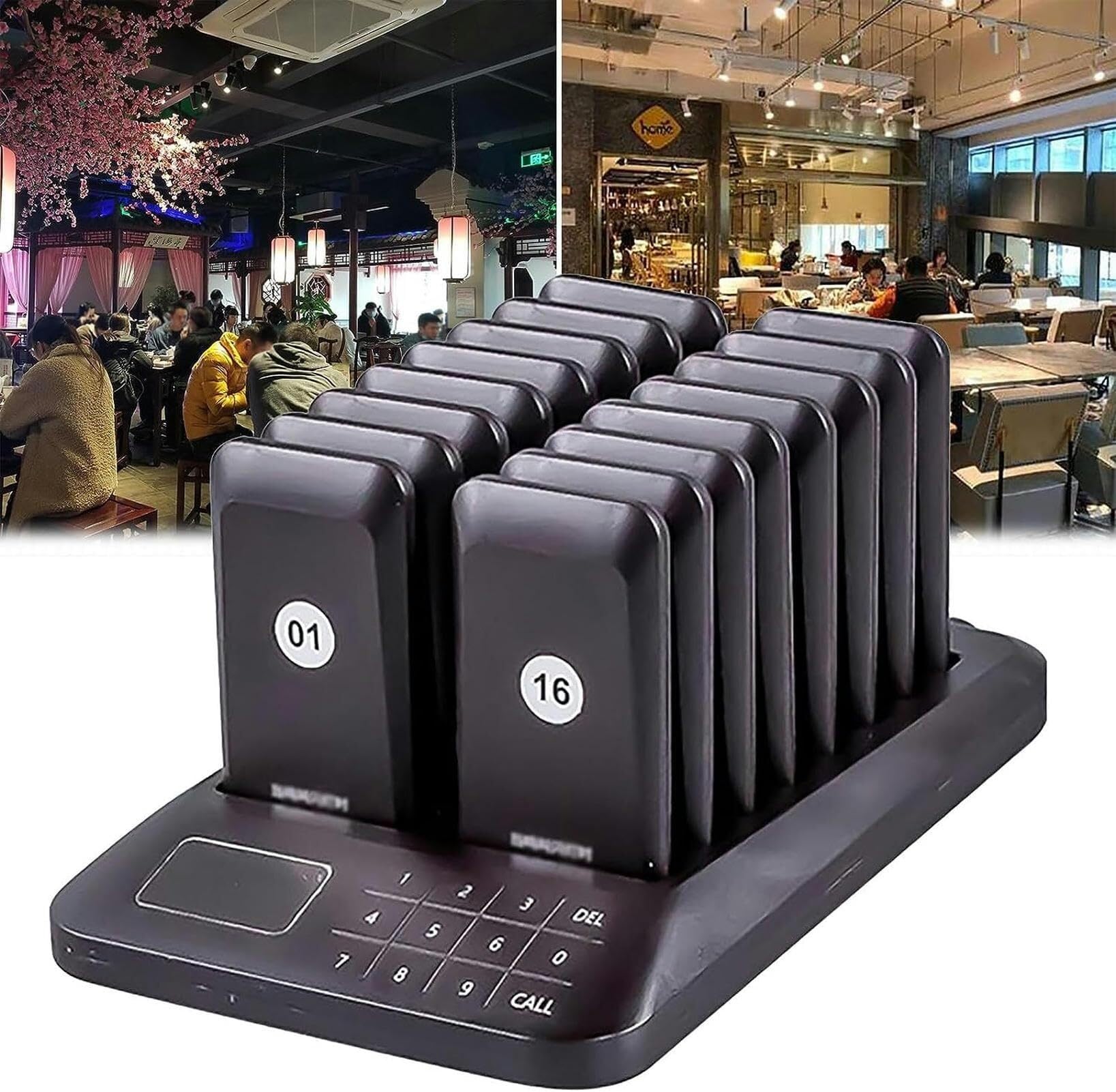 Sistema di Chiamata Wireless Domestico, cicalini for ristoranti, 600M, Mini cercapersone for ristoranti/cliniche/Bar(Black)