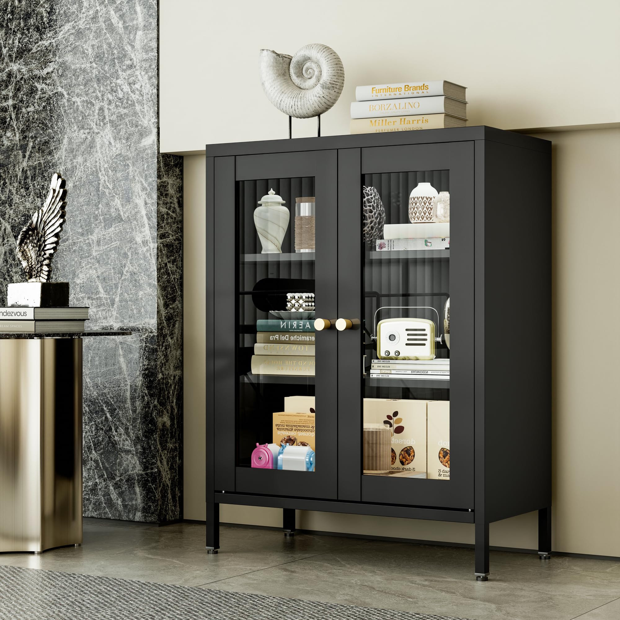 Bevivog Small Display Cabinet with Glass Doors
