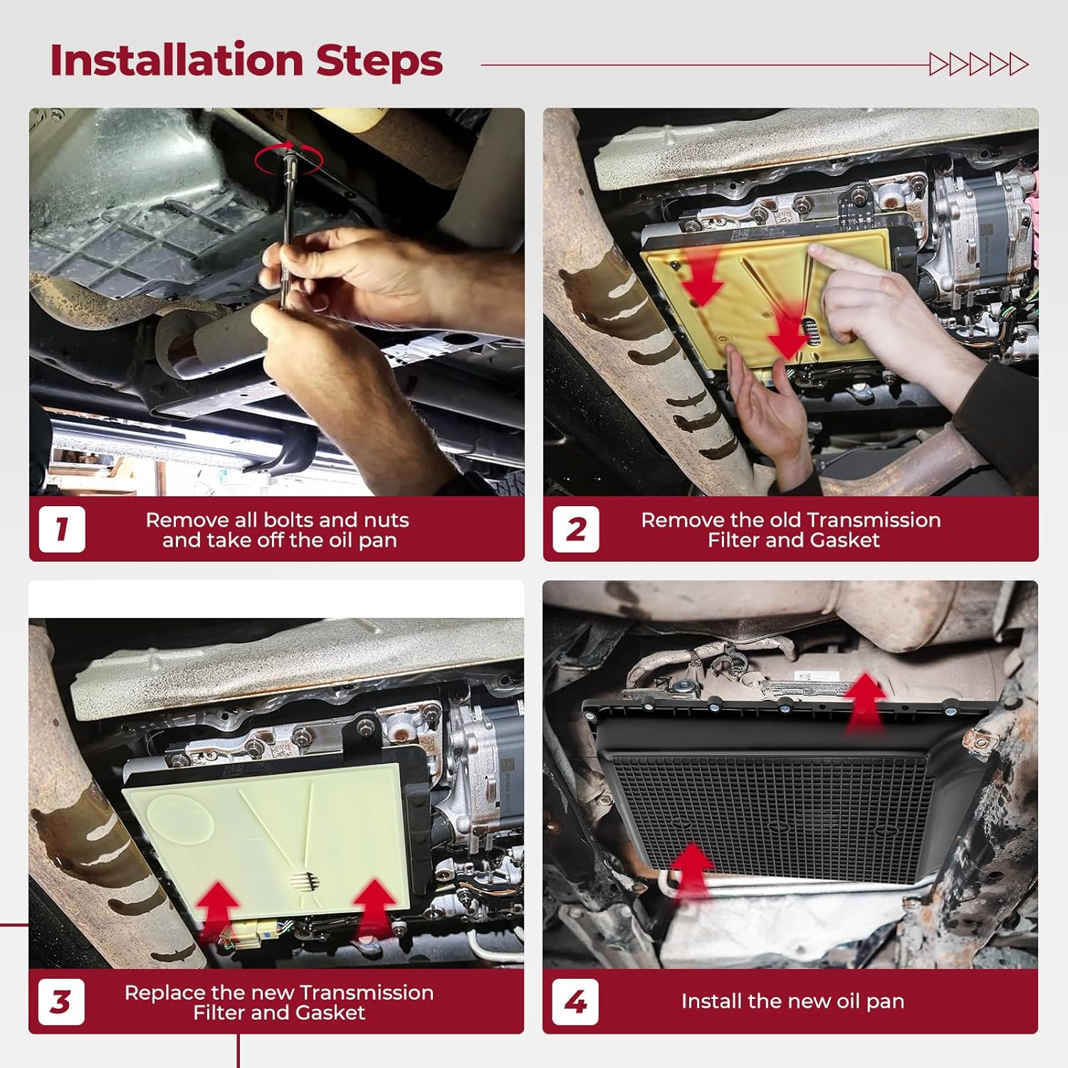 265-897 Transmission Oil Pan + 10R80 Ten Speed Transmission Filter Kit Compatible with 2017-2023 Ford F150, 2018-23 Expedition/Mustang/Lincoln Navigator, 19-23 Ranger, 21-23 Explorer FT202 HL3Z7A194A