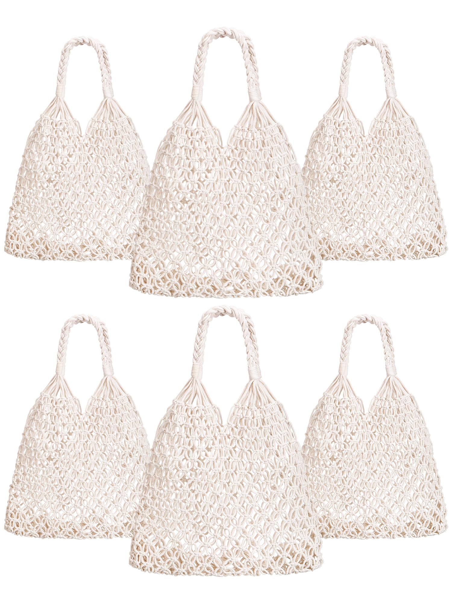 Aliceset 6 Pcs Macrame Tote Bags Bridesmaid Tote Bags Crochet Beach Bag for Women Bridesmaid Bachelorette Travel Gifts