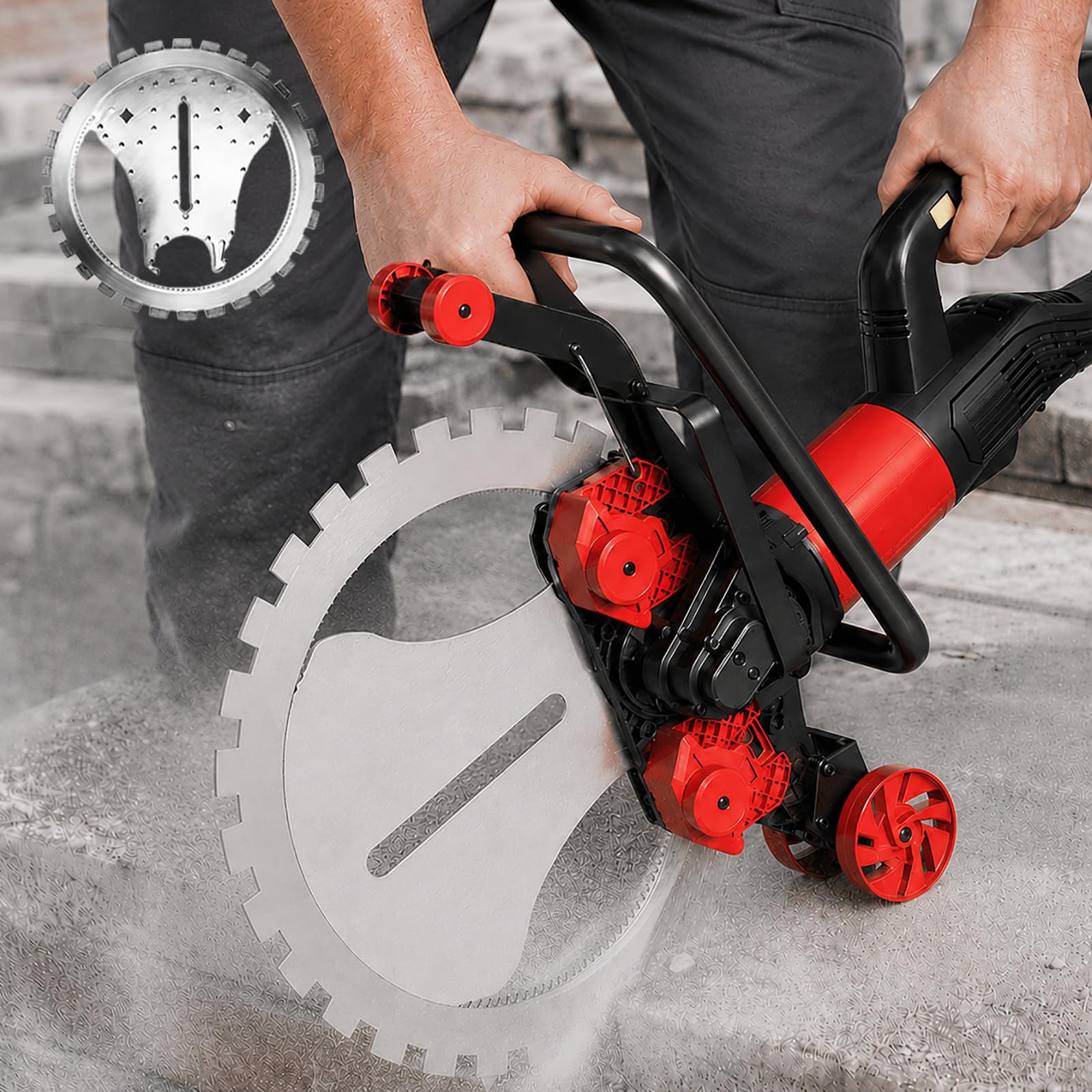 HCAUYNN Masonry Saw, 410mm Electric Concrete Cutter - 300mm Cutting Depth, Wet Dry Wall Saw with Water Pump for Building and Renovation Work 1*saw