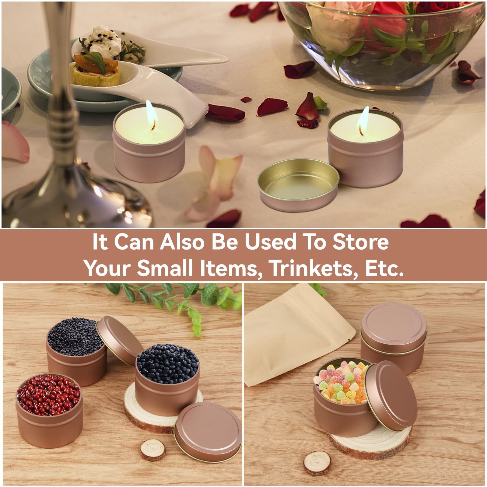 LUKIUP Lot De 12 Pots à Bougies, 120 Ml Mini Bougies En Pot De Fabrication De Bougies Noires, Bocaux En Métal Vides Avec Couvercles Pour Pots à Bougies Vides Pour Kits De