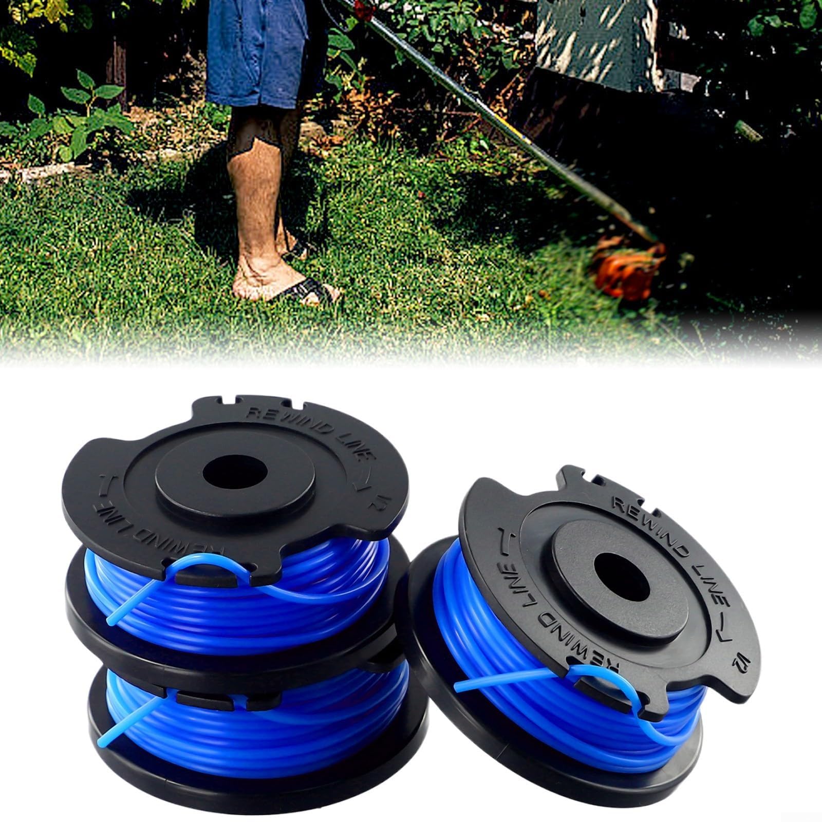 Wymiana żyłki podkaszarki, Zestaw 3 automatycznych szpul z żyłką do podkaszarek Greenworks 24 V o średnicy 1,65 mm