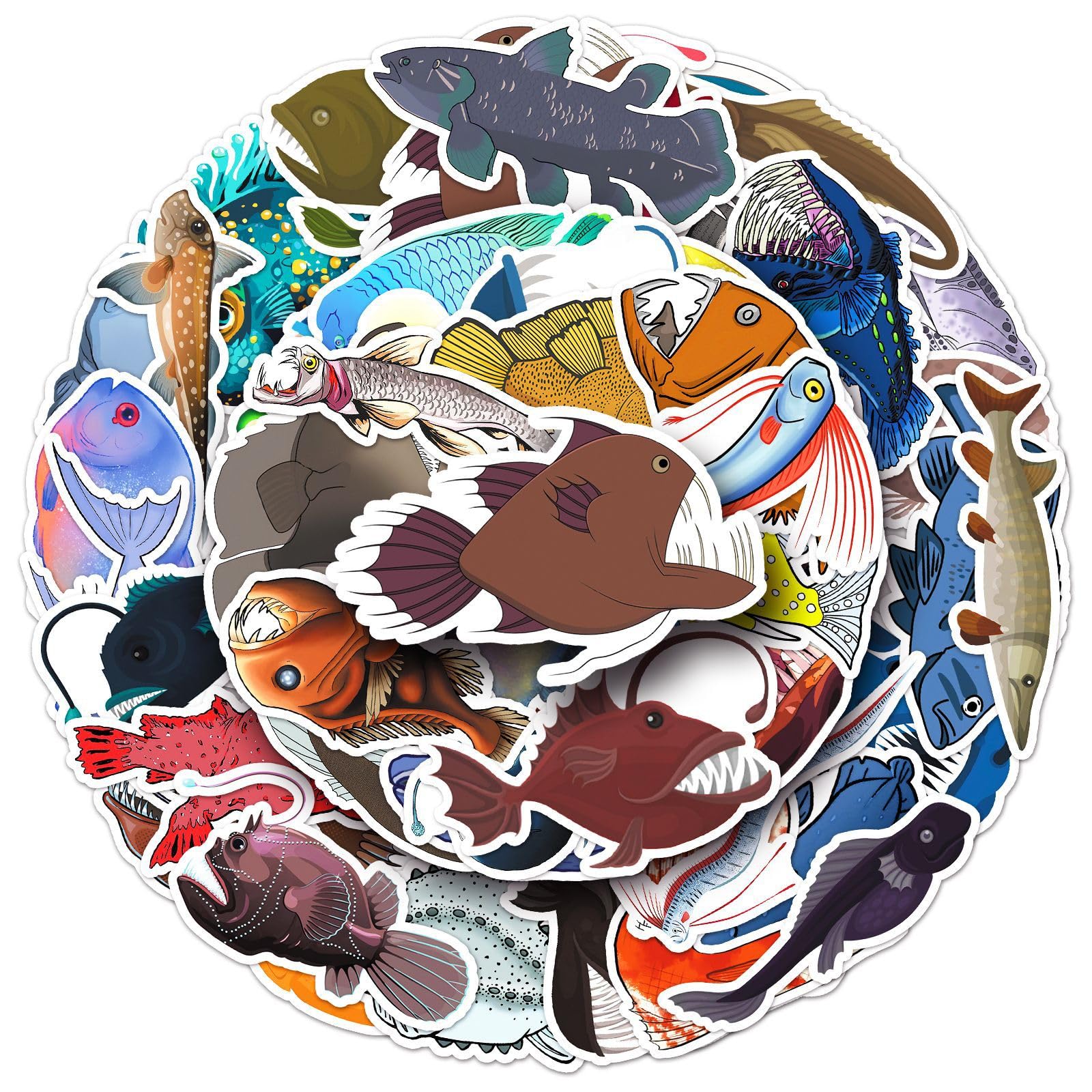 Amazon | 50枚セットステッカー深海魚アニマルステッカー合集 さまざま