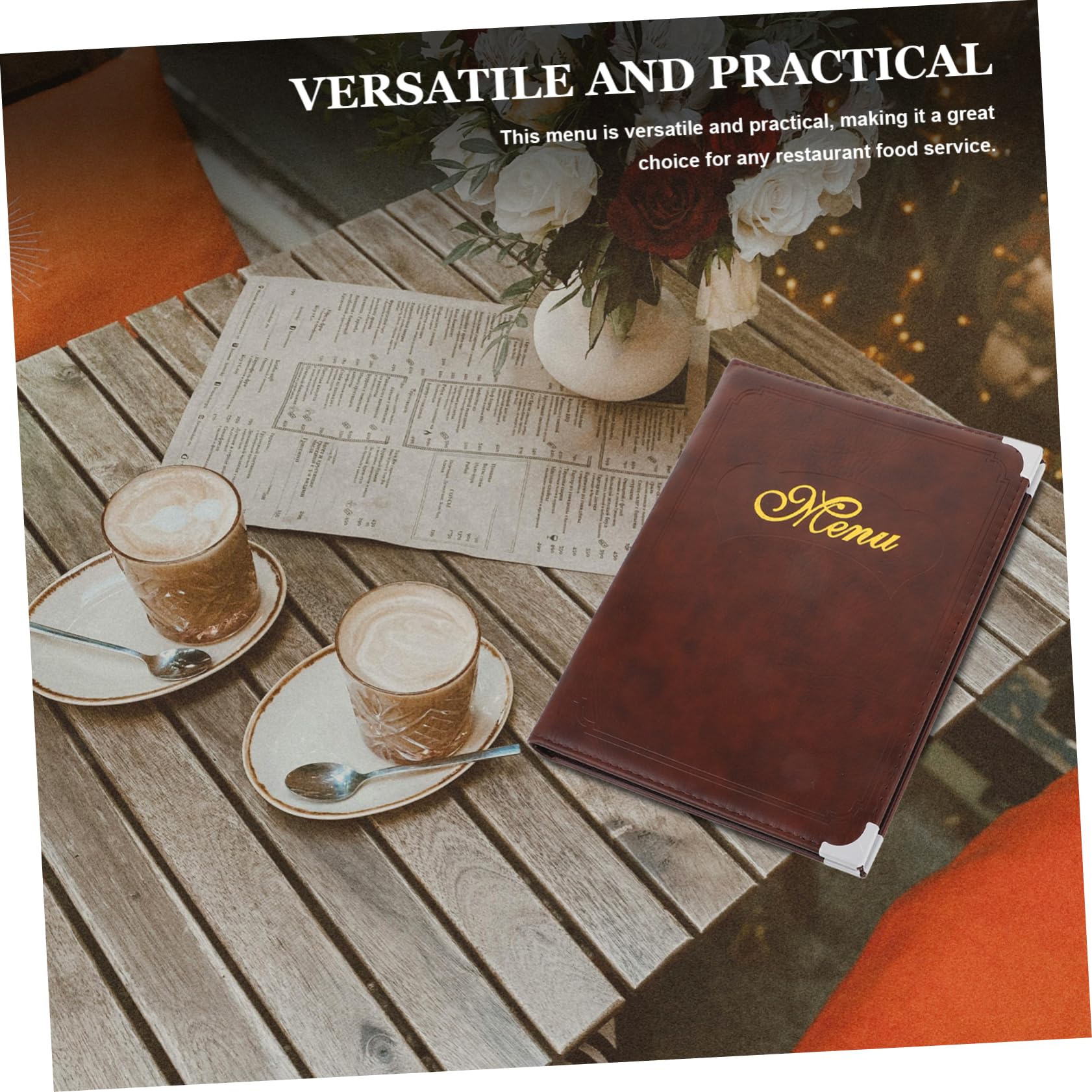 Libro De Menús Práctico Para Restaurante A4 Pvc Transparente Cubierta De Cuero Café Multifuncional Portátil Para Tablas De Comidas Actualización Fácil
