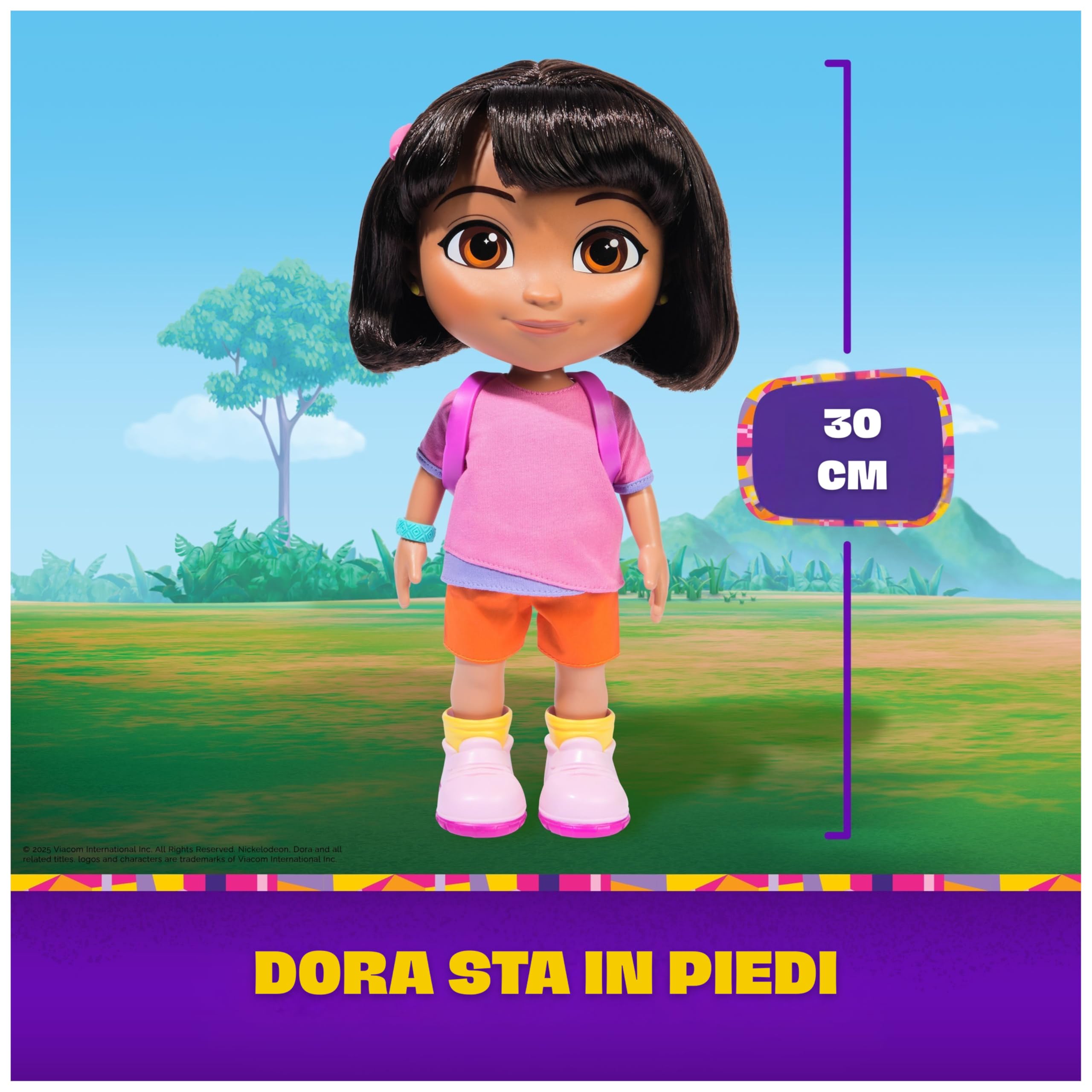 Dora l'Esploratrice, Bambola Canta ed Esplora con Musica, Effetti Sonori, Frasi Bilingue, Abiti e Accessori per Bambole, Giocattoli per Bambine e Bambini, 3+ Anni