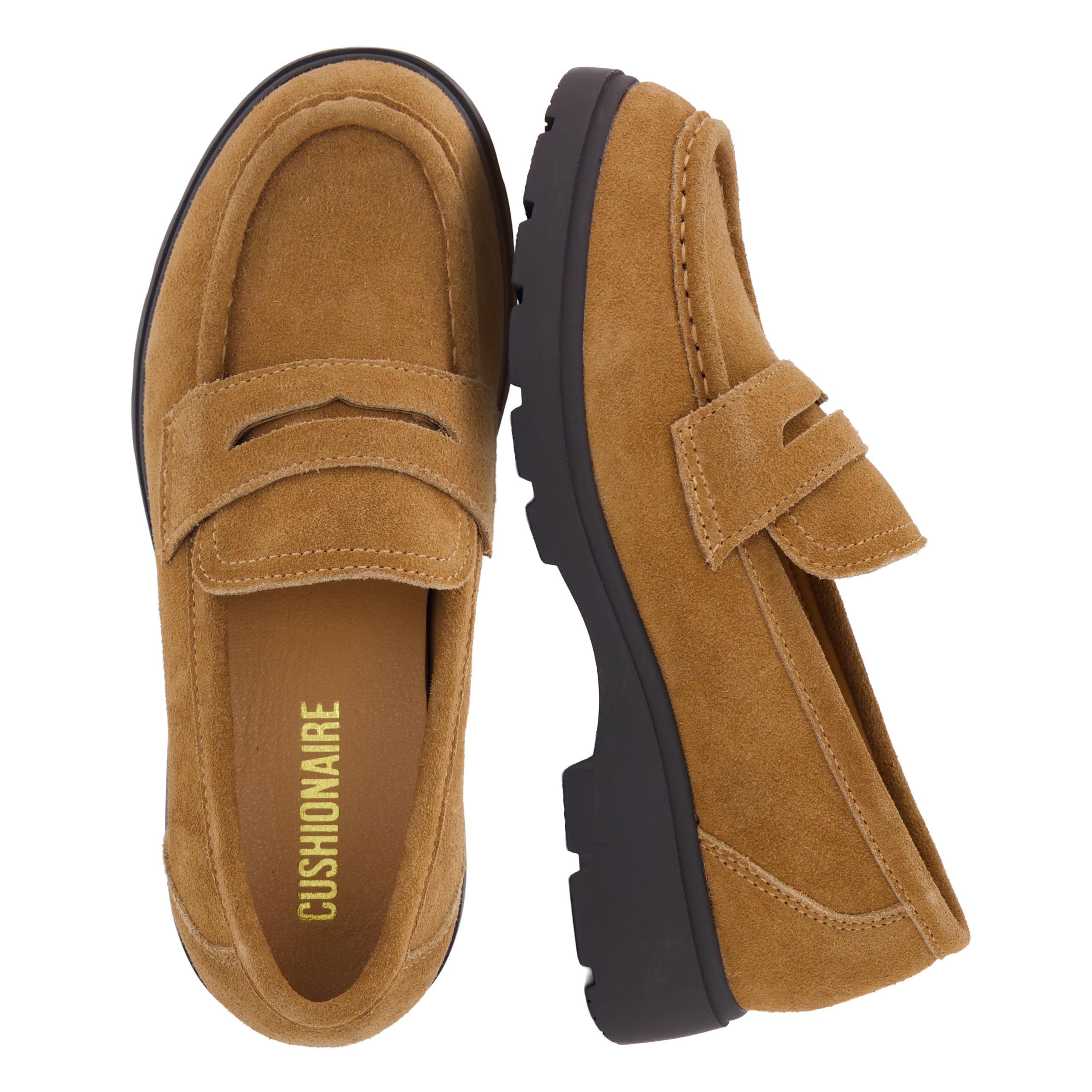 CUSHIONAIRE Bard 100% Genuine Leather Penny Loafers for Women