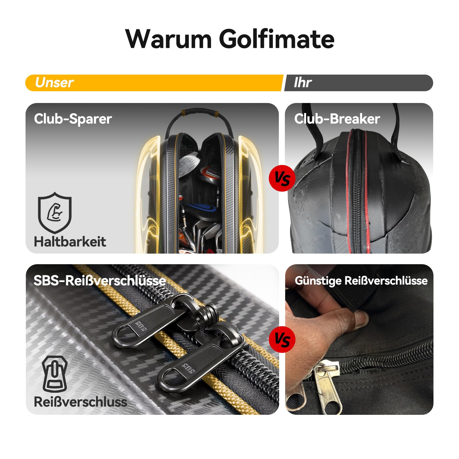 Golf Travel Bag mit Rädern, Golf-Reisetasche aus Kohlefaser, Golfbag Herren | 1680D Oxford-Gewebe Wasserdichte Flüge und Hartem Kopfteil, Schutz für Schläger, Tragbar und Leicht, strapazierfähige