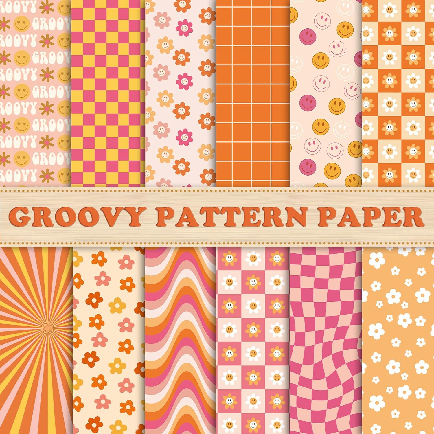 Whaline 60Pcs Boho Pattern Paper A5 Groovy Scrapbook