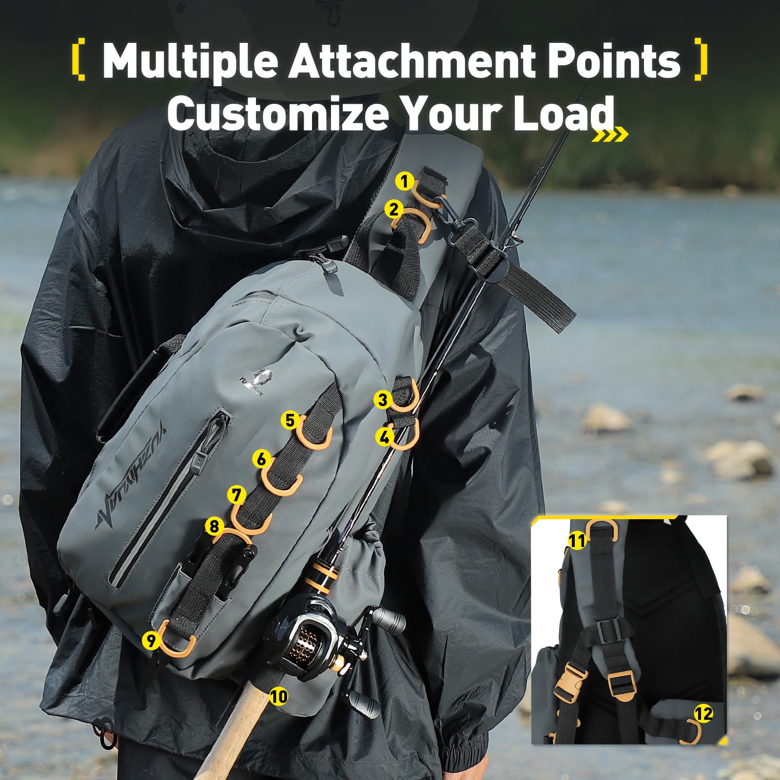 Small Fishing Bag with Rod Strap, Portable & Lightweight, Fish Small Tackle bag - Fits Tackle Boxes & Gear,Move Freely, Cast Smoothly - Fishing Gifts for Men