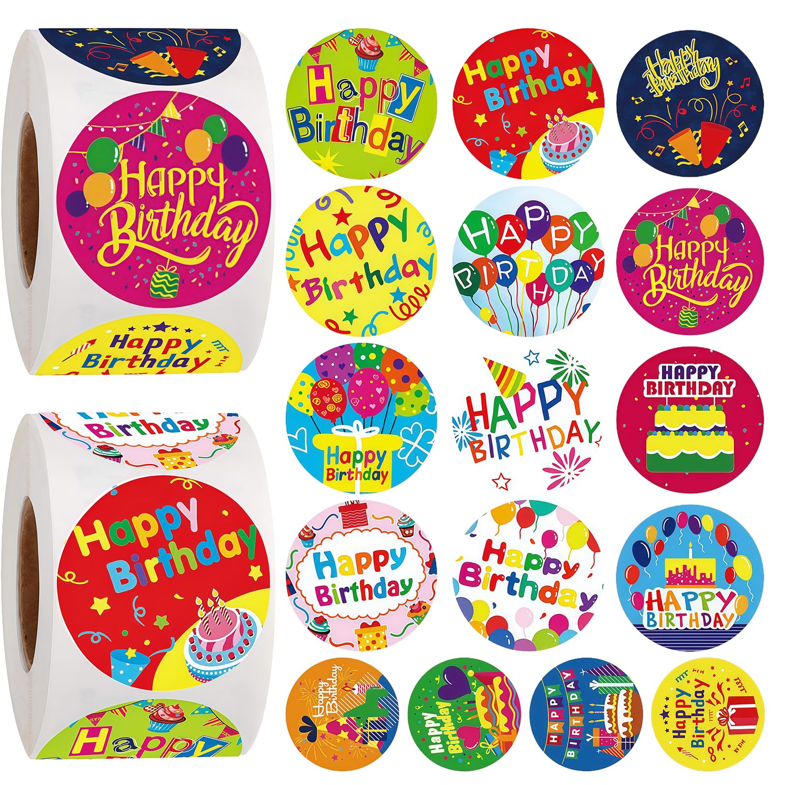 Tsophreniq E 2 Roll Round Celebration Sticker For Kids Birthday Parties Hom Decors Craft Projects Removabl Adhesiv Design Adhesiv Labels