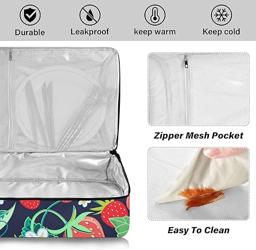 Miniatura 4 de xigua Porta cacerolas aisladas, bolsa transportadora de cazuelas de fresa, portadores de cacerolas para alimentos calientes o fríos, apto para