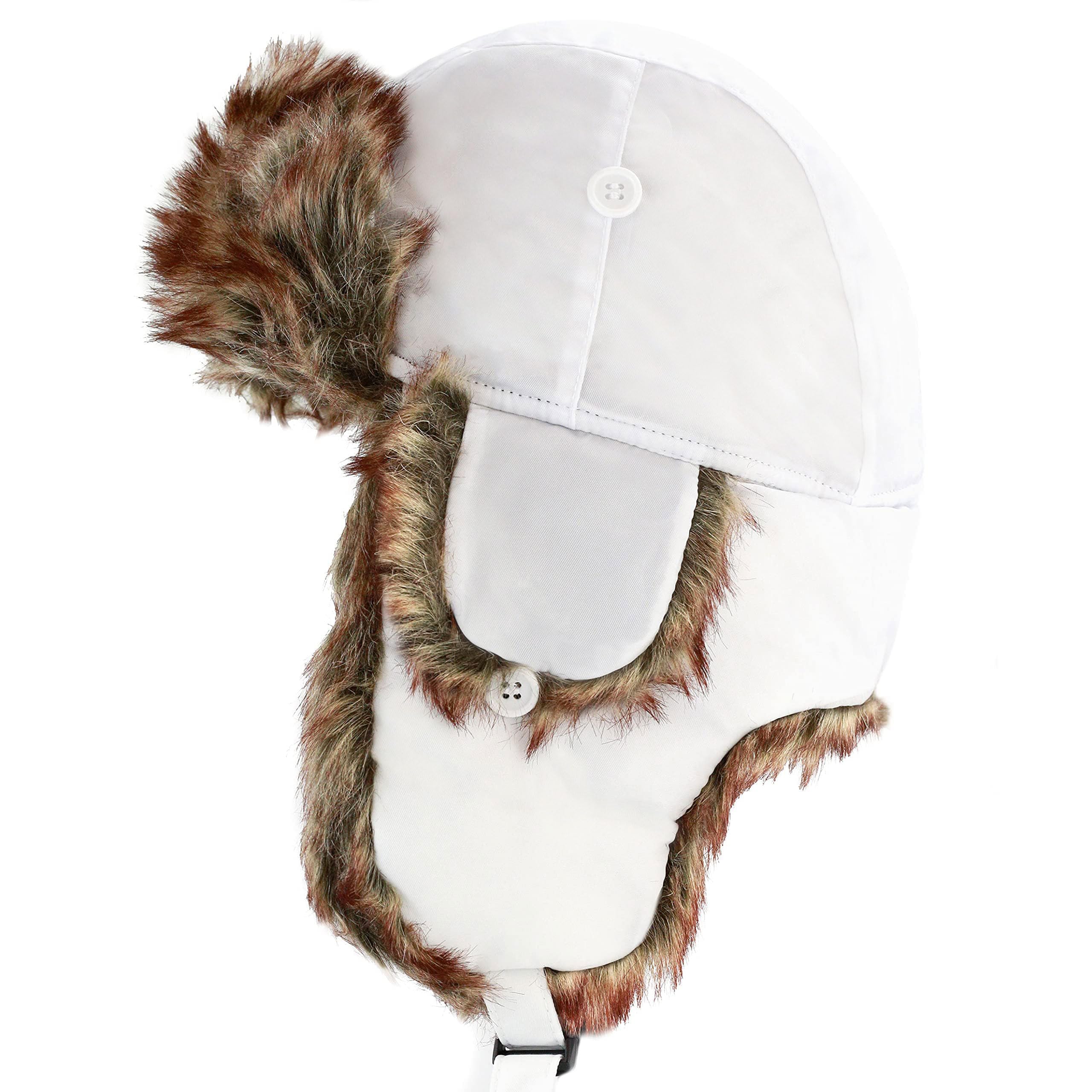 Faux Fur Safety Reflective Plain Plaid Aviator Trapper Hat Snow Ski Trooper Winter Cap