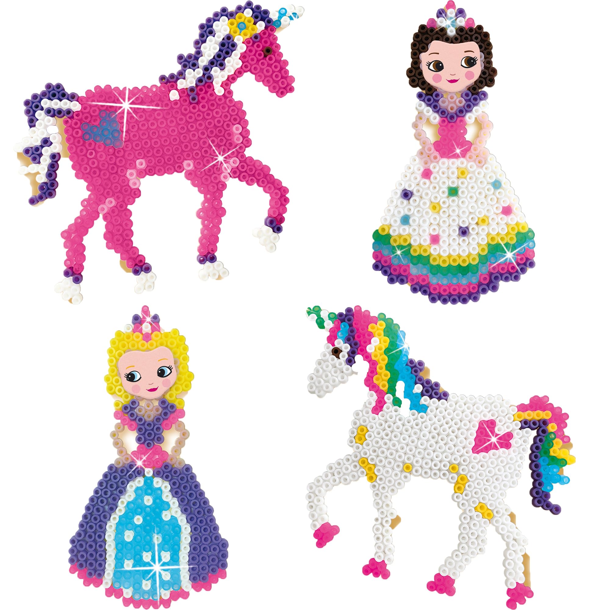 SES Creative | Kit Perles à Repasser Licorne et Princesse | Activité Manuelle Fille 5 Ans | Plaque Princesse Cheval | Jouet Créatif Enfant | Idée