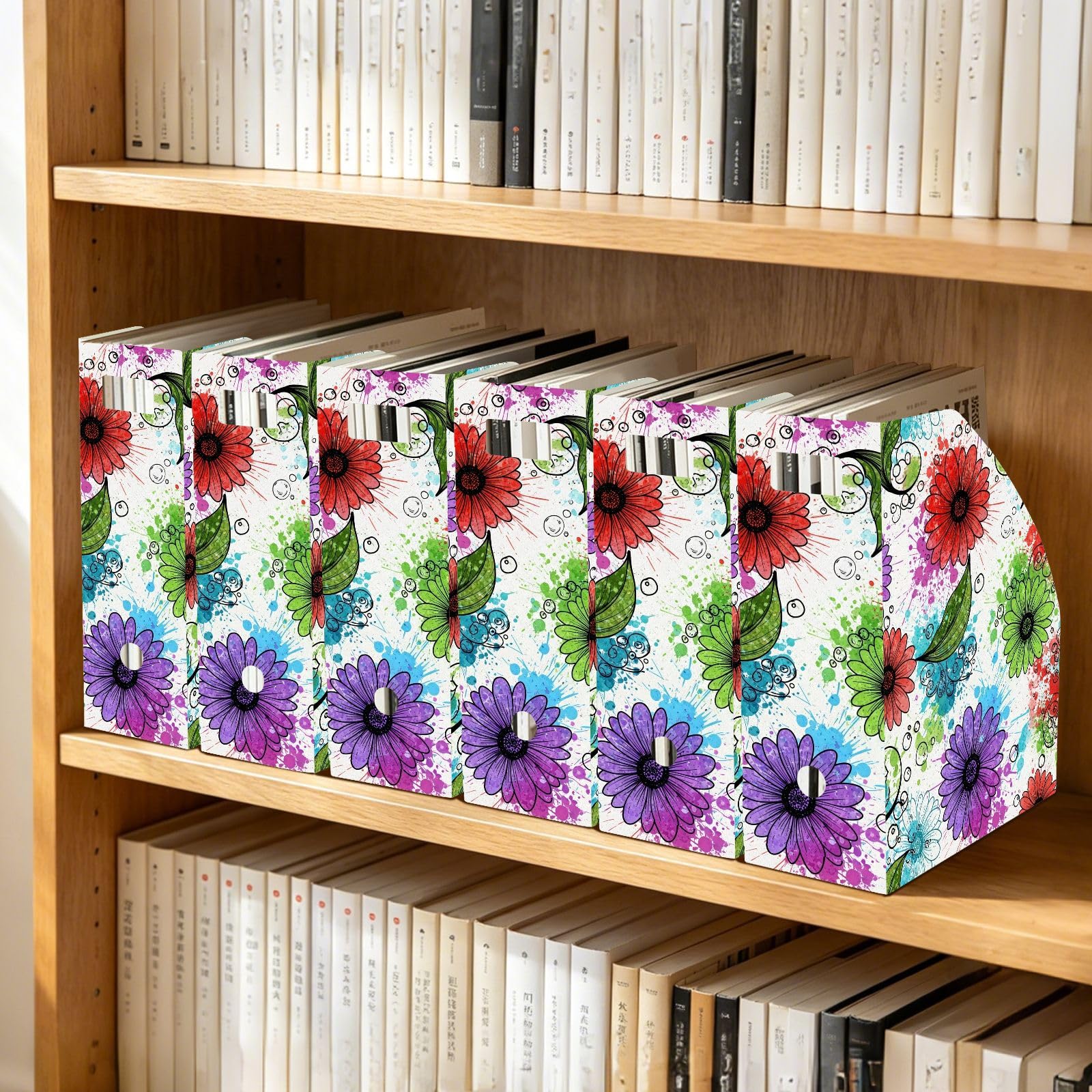 Accattivante organizzatore bianco della cartella di file del fiore