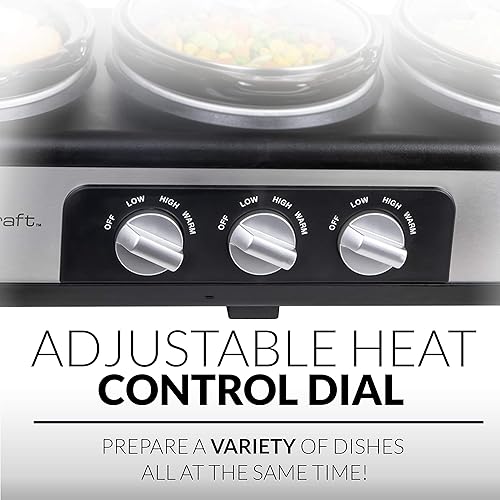 Miniatura 4 de HomeCraft HCTSC15SS - Buffet ovalado de acero inoxidable de 3 estaciones de 1.5 cuartos de galón, con tapa y soporte de cuchara, control de calor