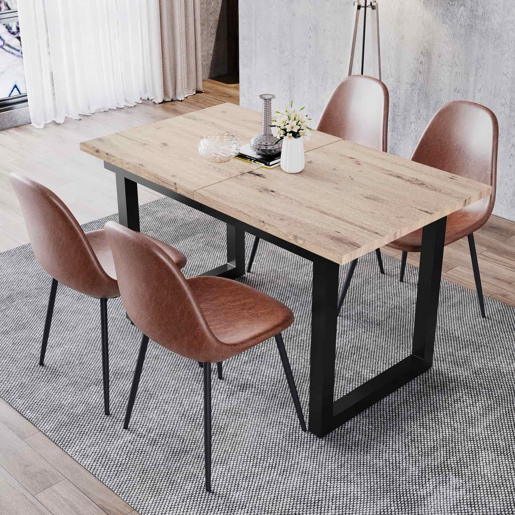 PUGSDRLY Table a Manger Extensible,Table Salle à Manger Rectangulaire Multifonctionnelle,Moderne Minimaliste,pour Bureau, Salon,L140/180*W80*H75cm (Natural)
