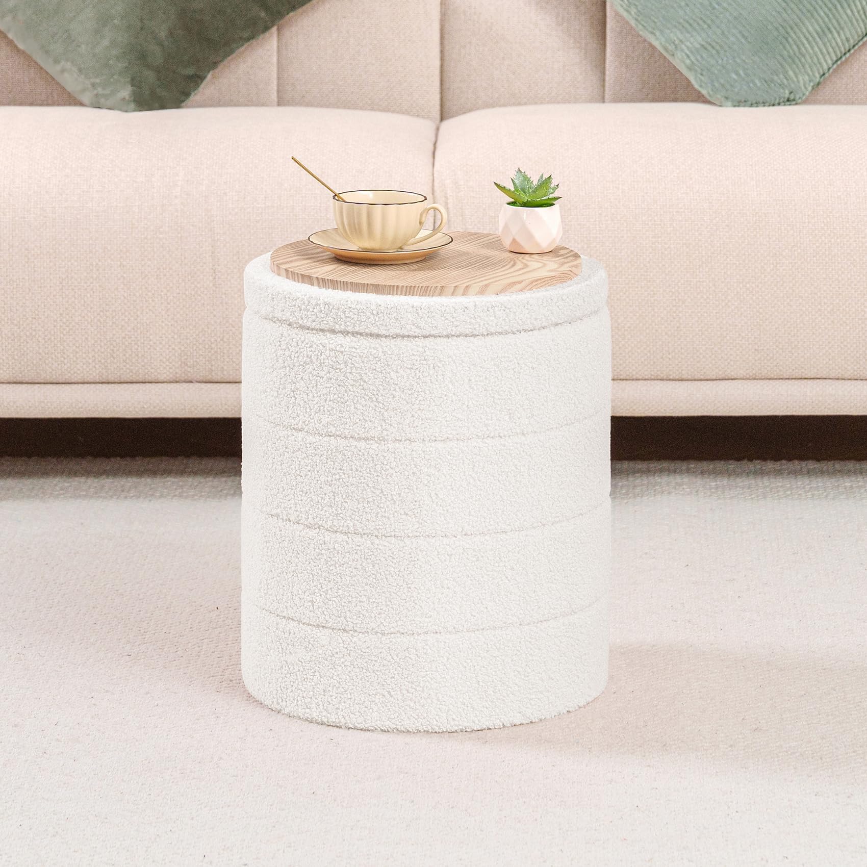 Bonlife Pouf Contenitore, Portaoggetti Piccolo Baule, Poggiapiedi Pieghevole Cubo, Cassapanca, per Ingresso, Soggiorno e Camera da Letto, Bianco, 37x37x45 cm