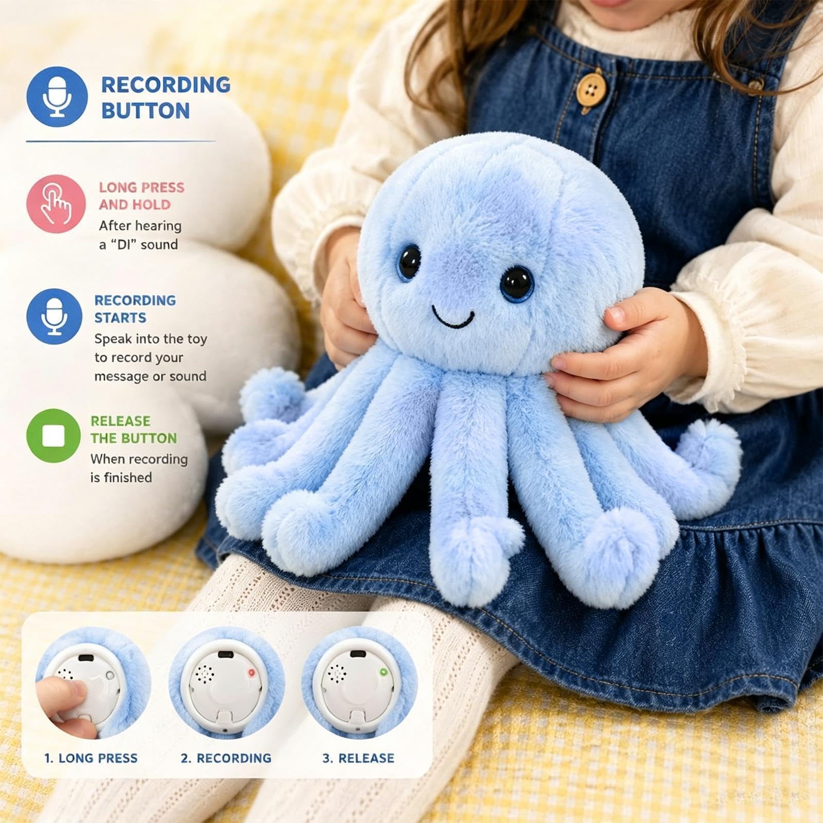 Peluche Musical Interactivo Pulpo Grabación De Voz, Canto Y Baile