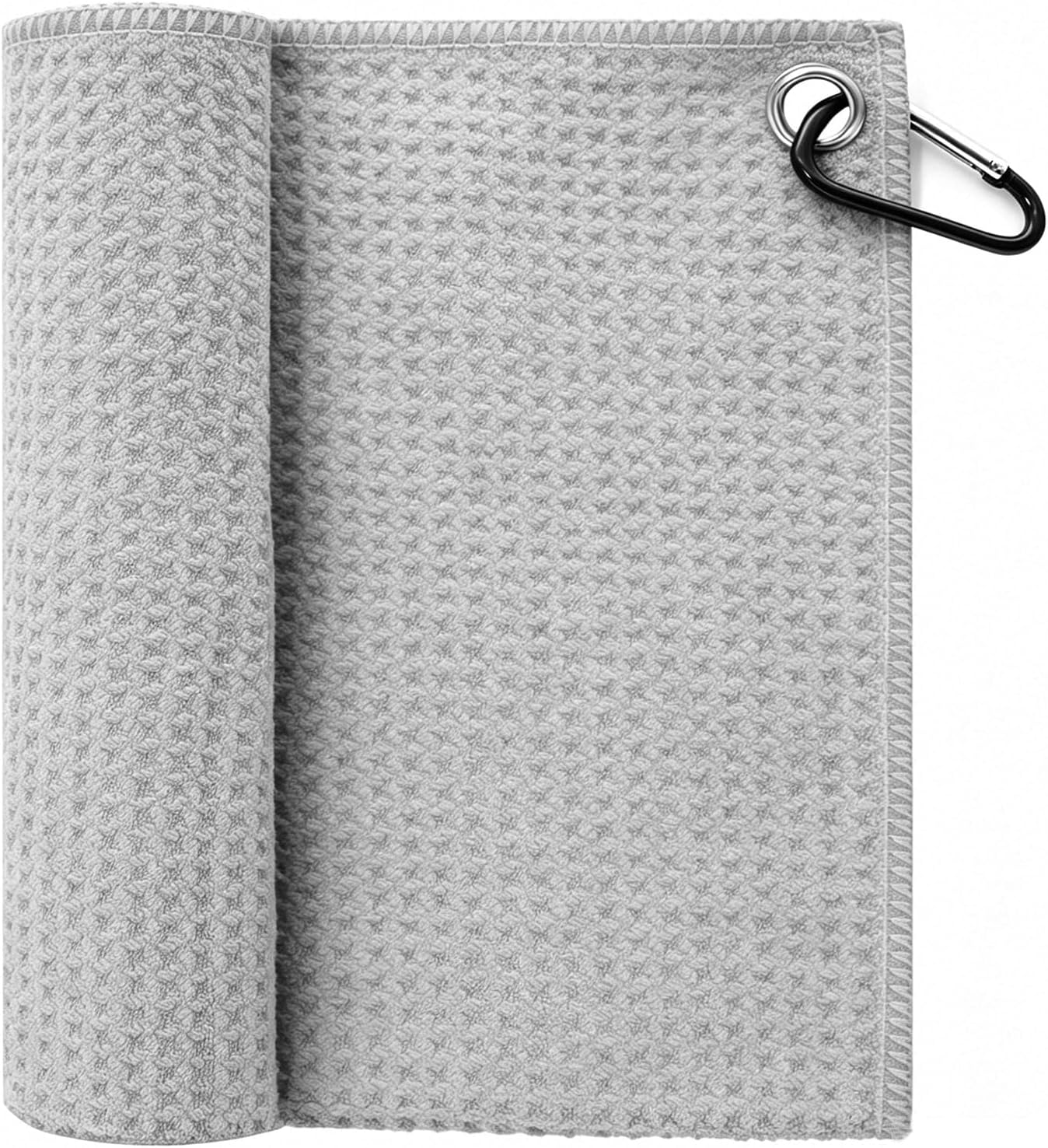 Fishing Towel with Clip,16" X 16",Waffle Pattern Effective Cleaning of Fishing Gear Accessories,Microfiber Absorbent Camping Towel for Men,Hiking Towel,Golf Towel,Grey