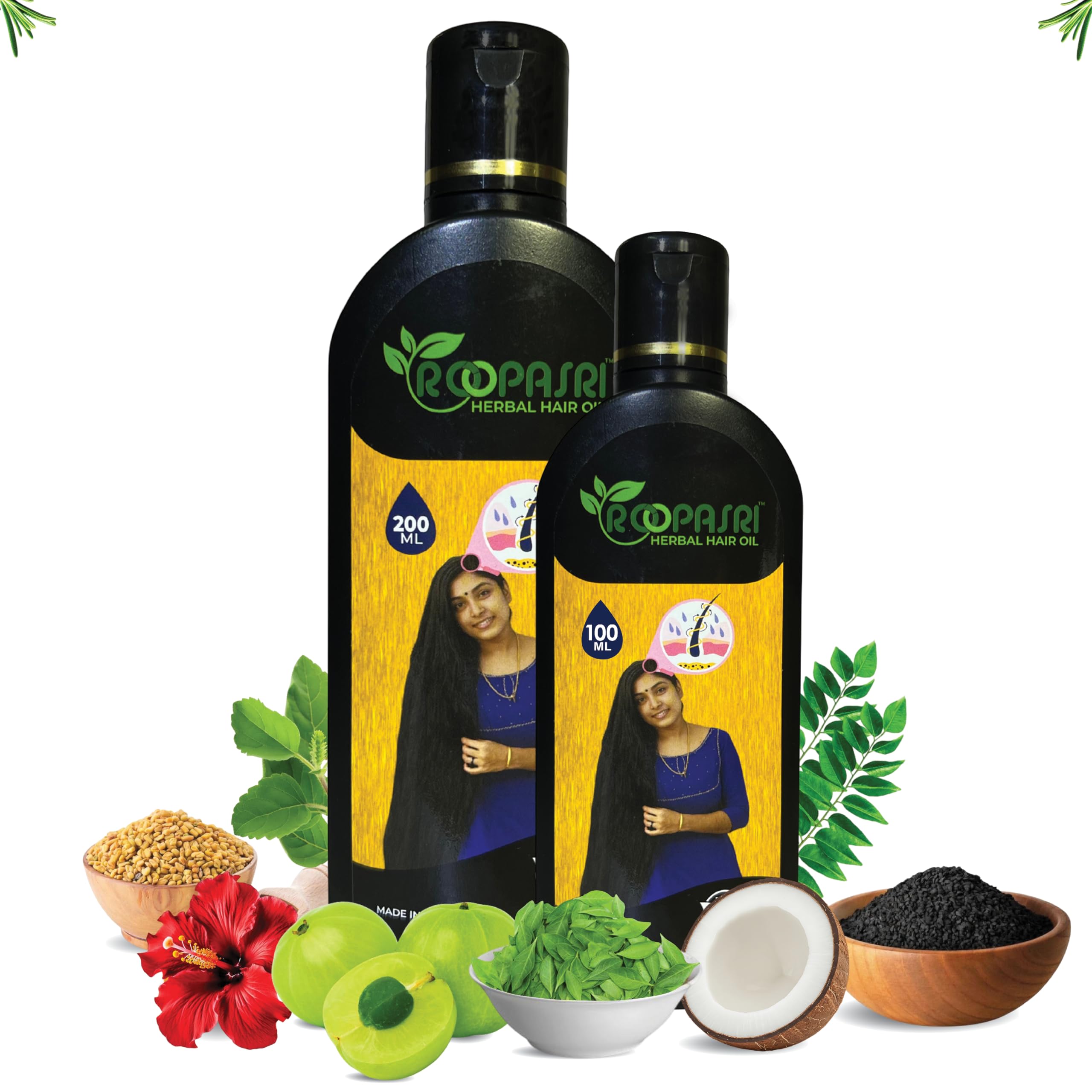 Roopasri Herbal Hair Oil for Men & Women | Improve Hair and Scalp | Reduces Hair Fall | Ingriedents of Amla | Moringa | Hibiscus Flower | 100 ml + 200 ml-image-27