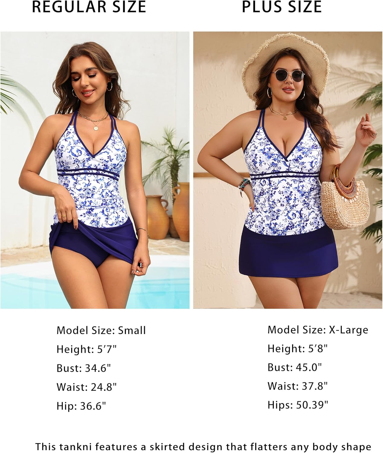 BMJL Womens Two Piece Tankini Bathing Suits with Skirt Tummy Control Swimsuits Modest Swimwear 2025 - Image 4