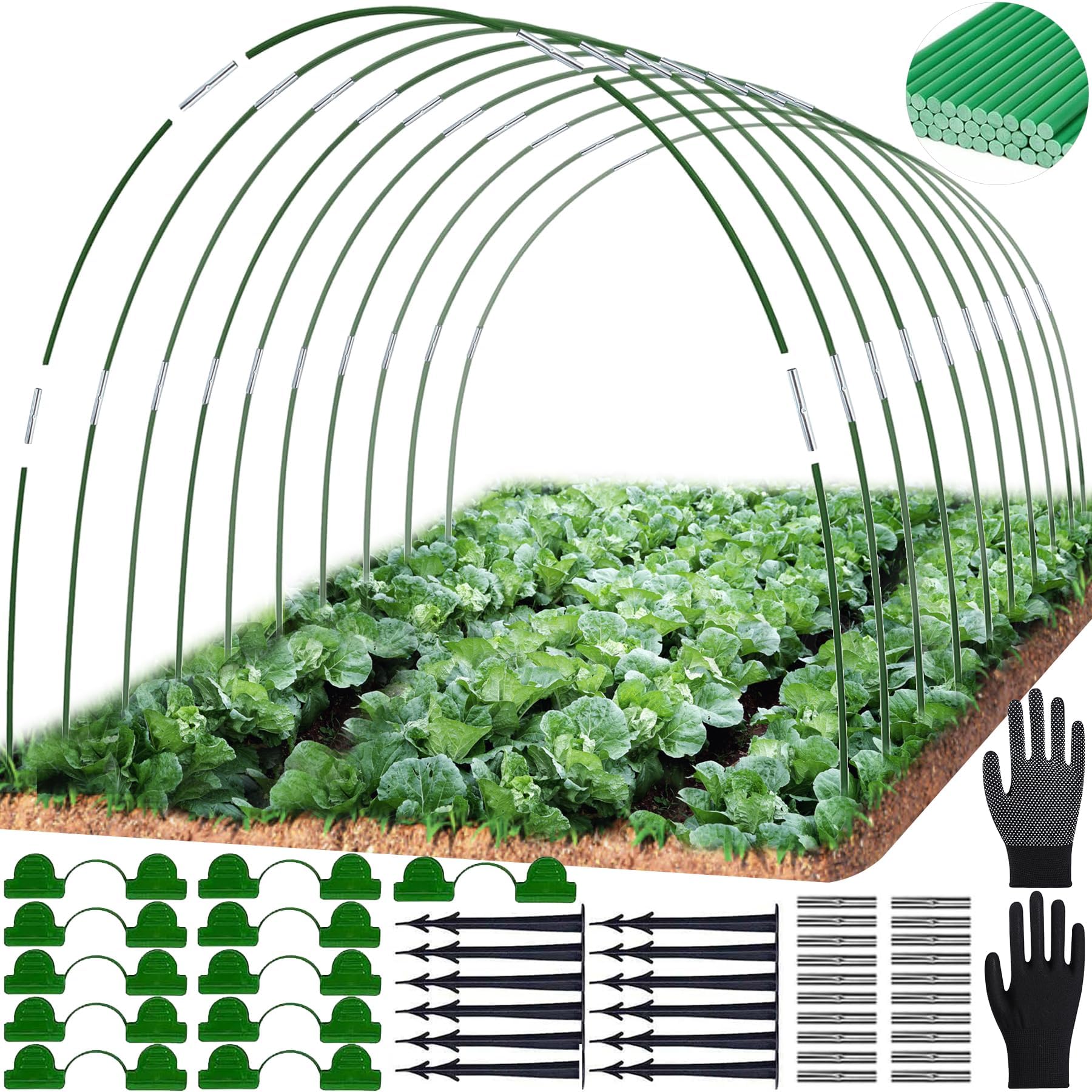 Folientunnel für Hochbeet,Pflanztunnel Bögen für Hochbeet,18 PCS Tunnelbögen Hochbeet,Pflanztunnel für Hochbeet,Gewächshausreifen für Hochbeet,Gewächshaus Tunnel Bögen