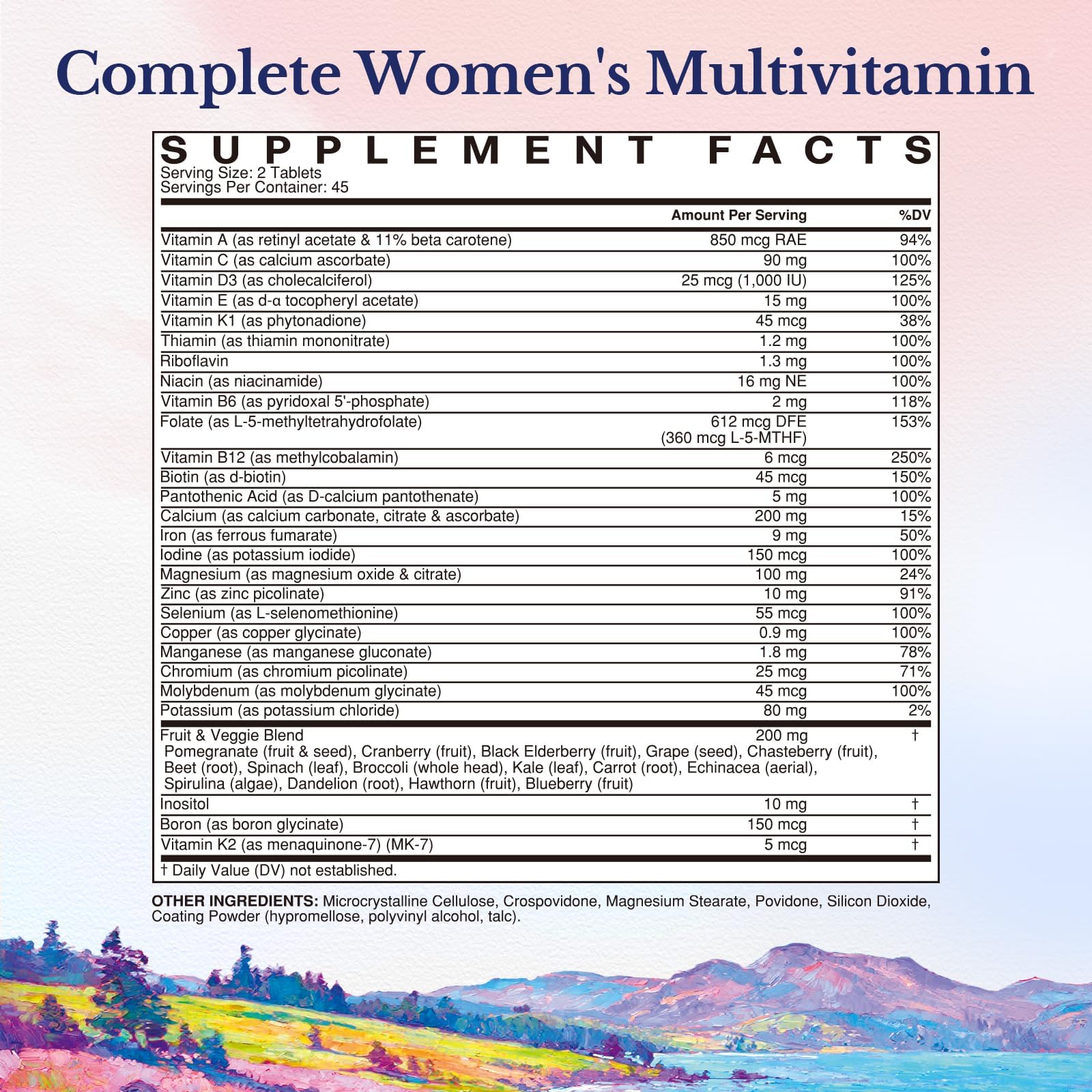 Vitalitown Women’s Multivitamin, Methylated Multivitamins & Multiminerals, A-K Vitamins, Iron, Zinc, Supergreens & More, Women 's Wellness, Hair Growth, High Absorption, Easy to Swallow, 90 Tablets — Amazon image 2