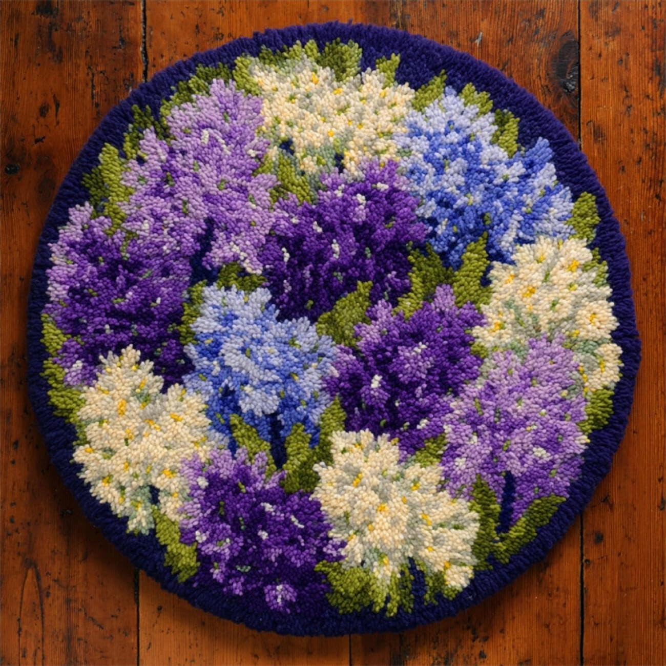 Kitquiver P Latch Hook Carpet Kits Colorful Hyacinth 100X100cm