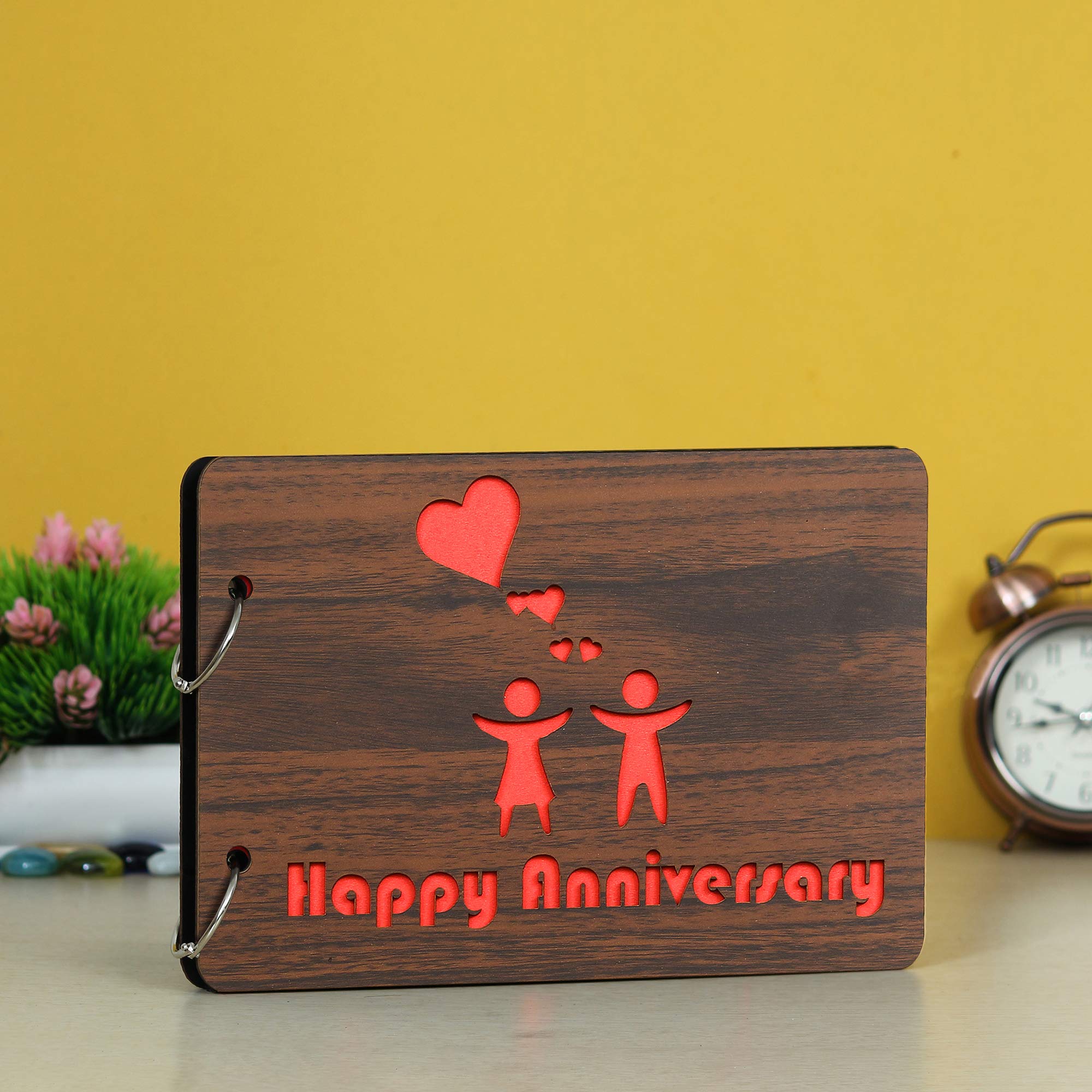 Webelkart Drewniany album do scrapbookingu, album fotograficzny, 26 x 16 x 4 cm, 30 arkuszy, 0,5 kg