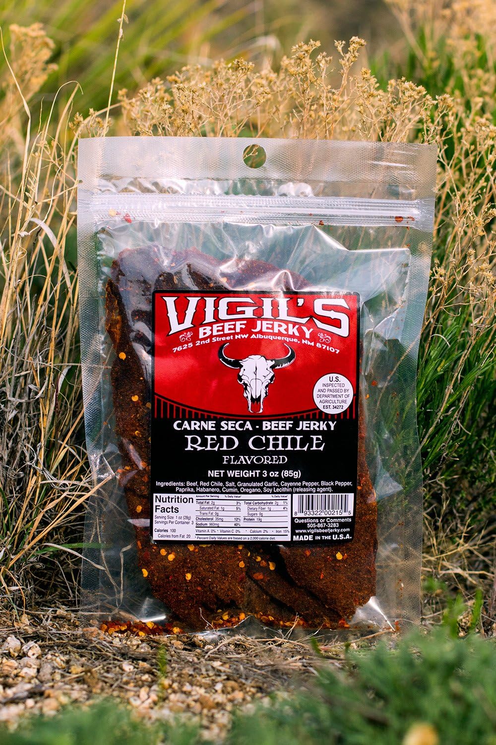 Vigil's Green Chile Beef Jerky 8oz. Grocery & Gourmet Food