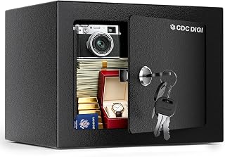 CDC DIGI® Safe Box for Office Use, Small Steel Home Safe Box with 4 Keys, Safety Box for Money Jewellery Documents Valuables 6.6L Black