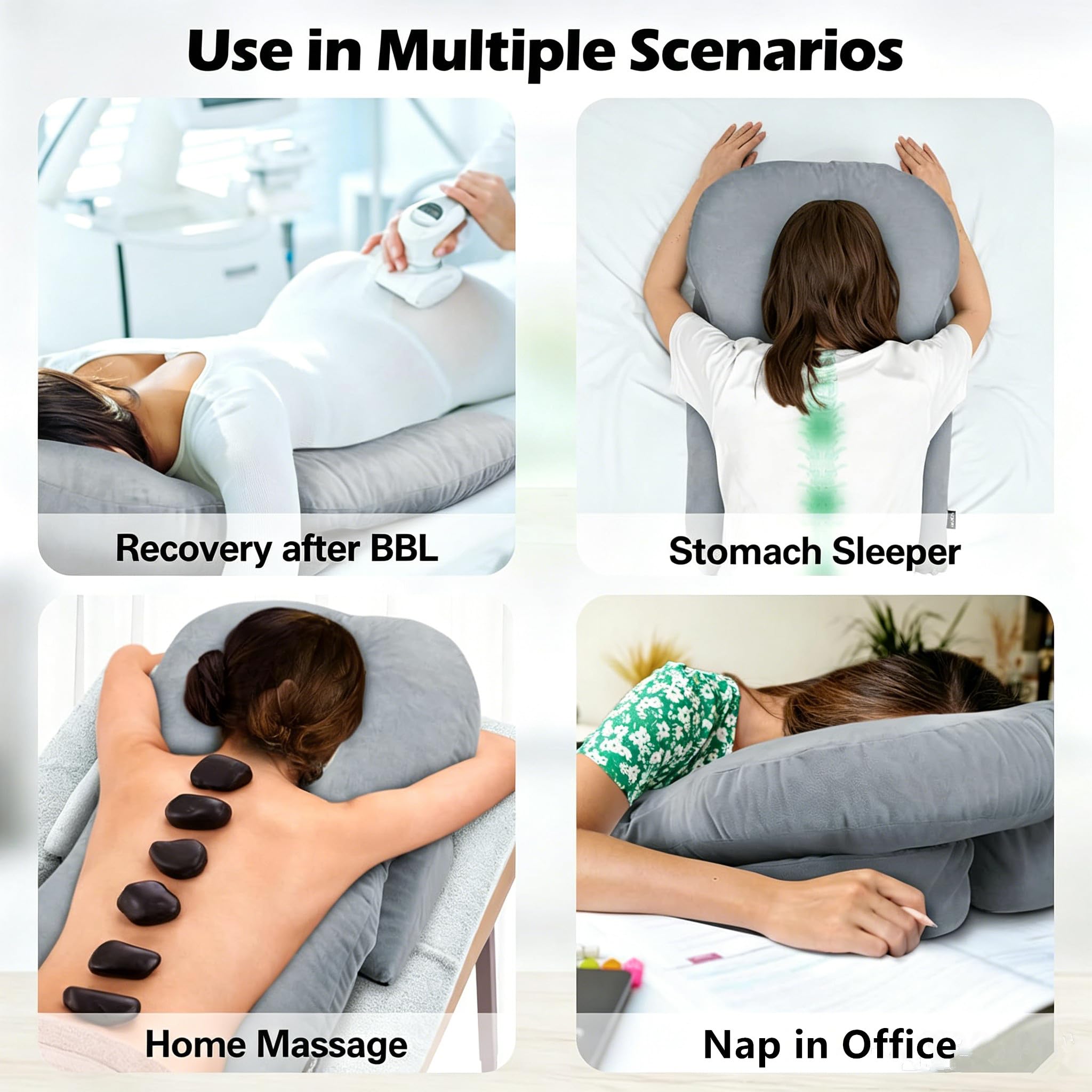 Gesichts-Down-Kissen mit Loch,Verstellbares Bauchschläferkissen & Gesichtskissen nach Augen-OP,Massage Kopfstütze für Bett Memorys-Schaum für Massageliege,Salons,Schreibtische,Tische