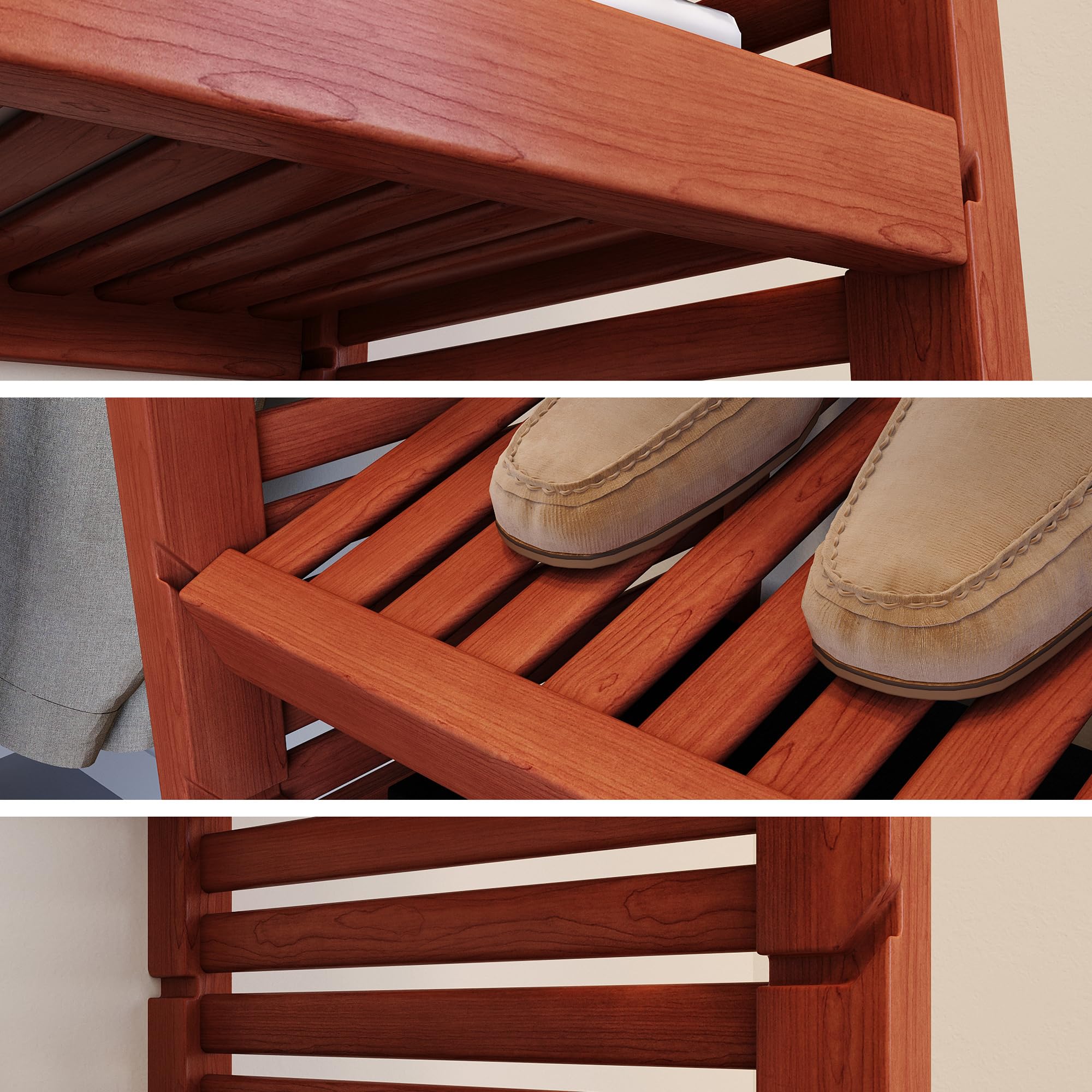 John Louis Home Solid Wood Reach-In Closet Organizer with 3 Drawers (Red Mahogany)