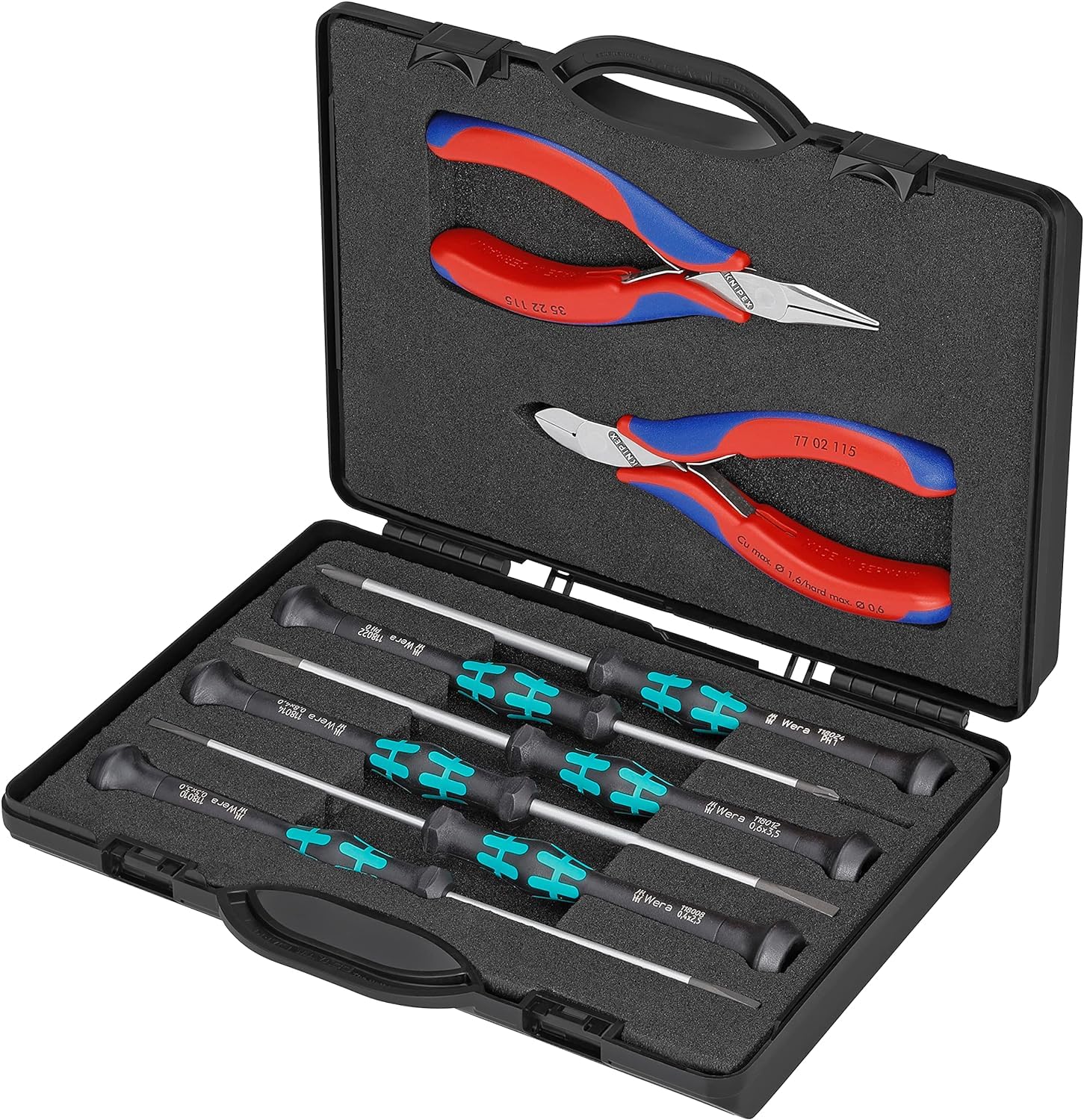KNIPEX Astuccio con pinze per elettronica con utensili per impiego su componenti elettronici 8 pezzi 215 mm, 00 20 18