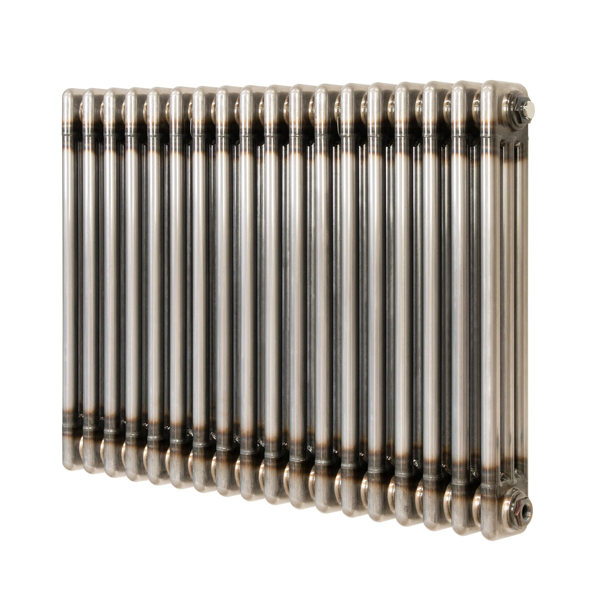 Monstershop Unisex Silver Traditional 3 Column Radiator - 600 X 830Mm - Raw Metal In