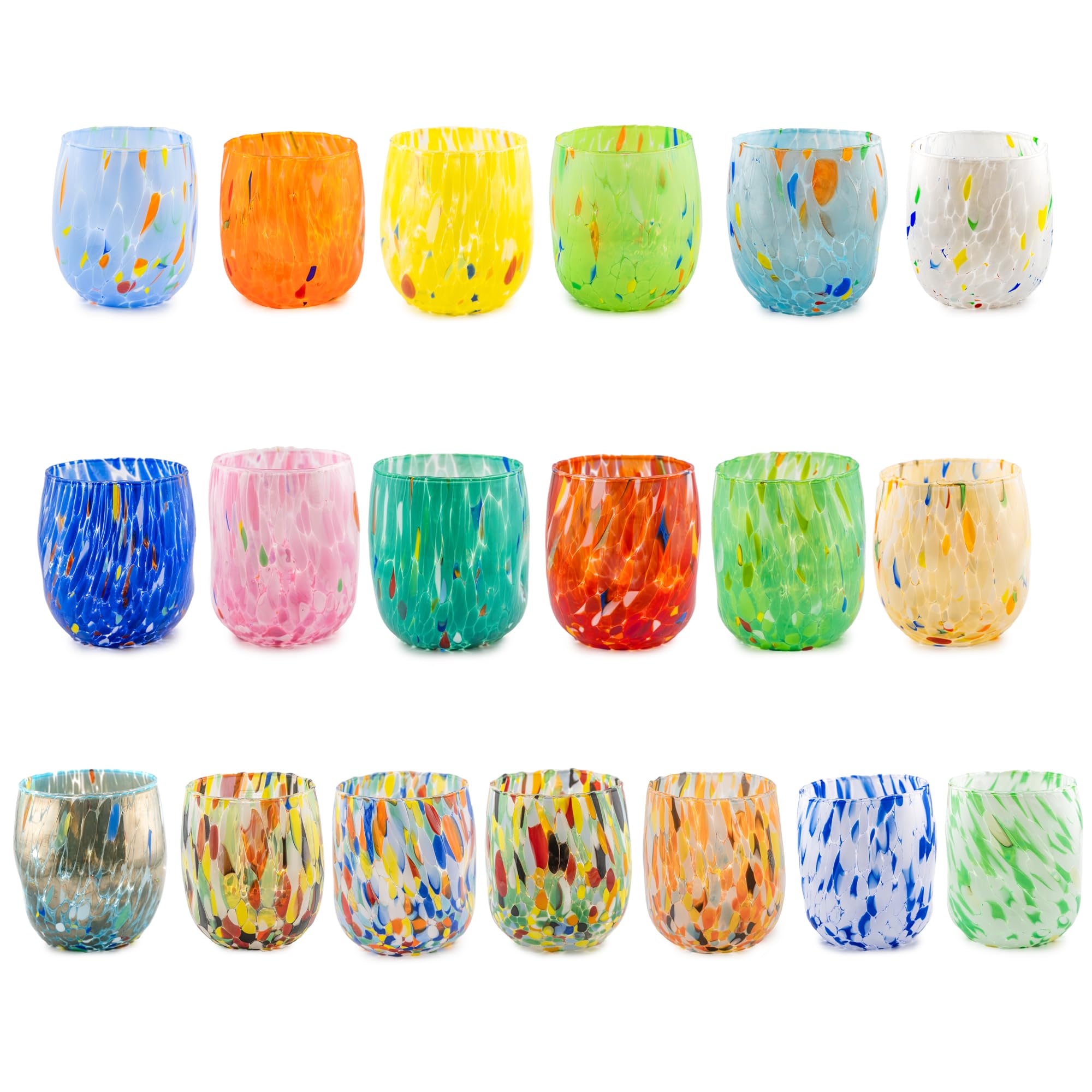 MurArt Bicchieri di Murano Millefiori Set da 6 bicchieri da 400ml Collezione Onde in vetro soffiato a mano in lavorazione artigianale