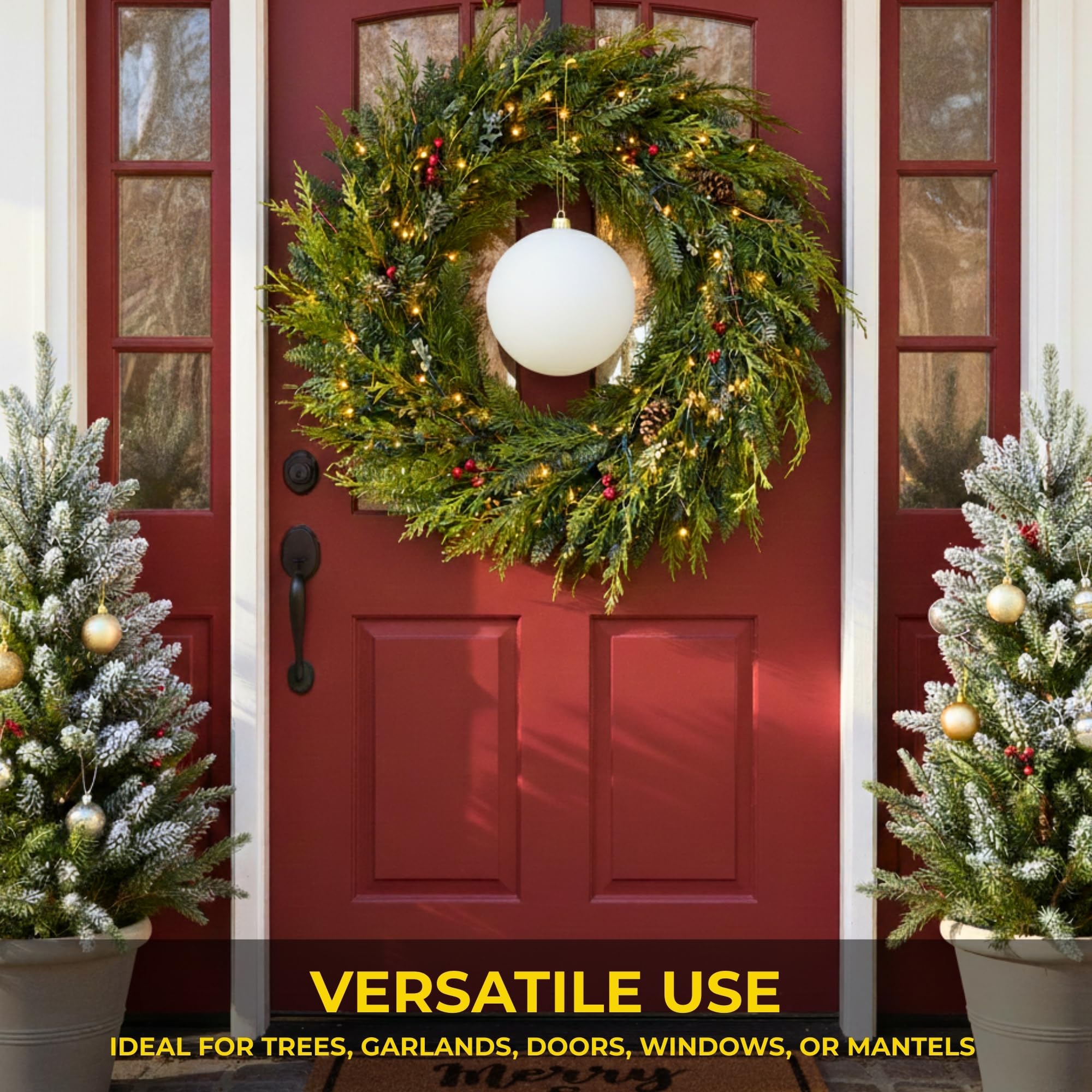 25 cm große, weiße Weihnachtskugel, PVC, bruchsicher, Mattes Finish, Weihnachtsdekoration, Festliche Weihnachtsbaum-Hängedekoration, rundes Ornament für Urlaub, Heimdekoration