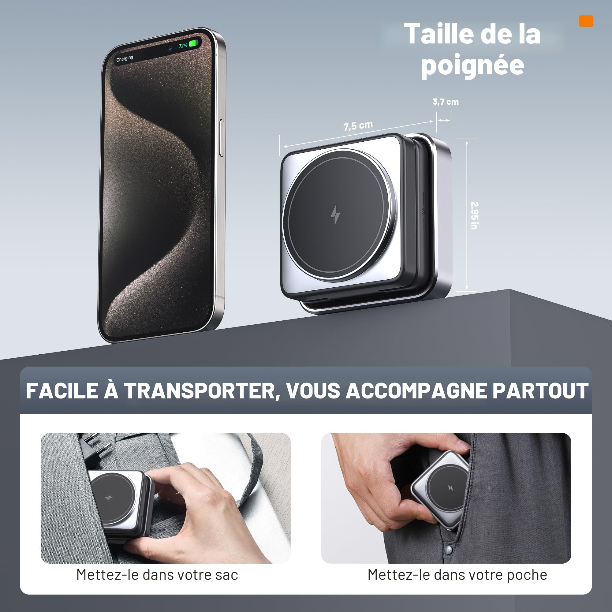 Station de Charge, Pliable Chargeur à Induction 3 en 1, Chargeur sans Fil Compatible avec Magsafe et veilleuse pour iPhone 16/15/14/13/12 Série, AirPods 2/3/Pro,Apple Watch