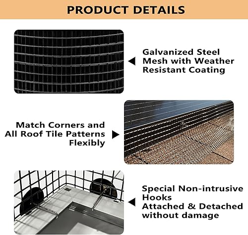 Miniatura 3 de PROLEE Panel solar de 6 pulgadas x 100 pies, protector de pájaros antioxidante con 100 clips de sujeción, panel solar para techo, pantalla de